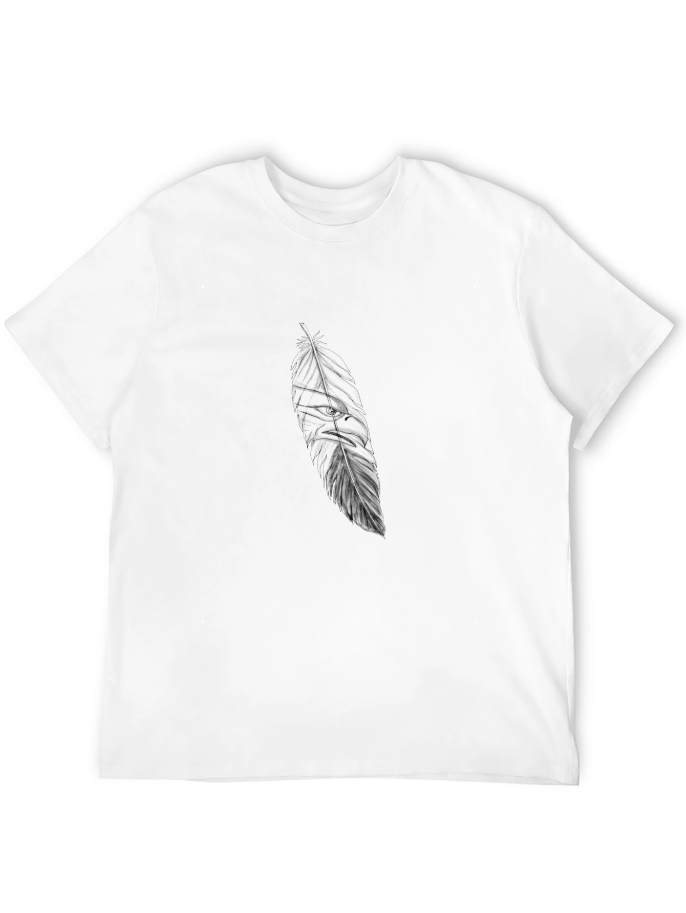 Black Tee with Feather-Eagle Design