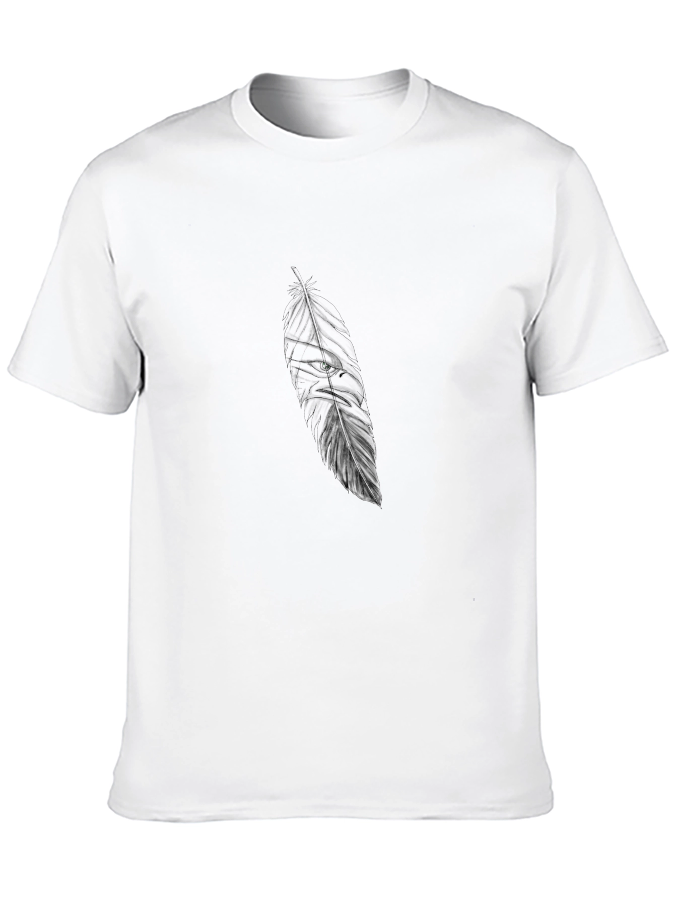 Black Tee with Feather-Eagle Design