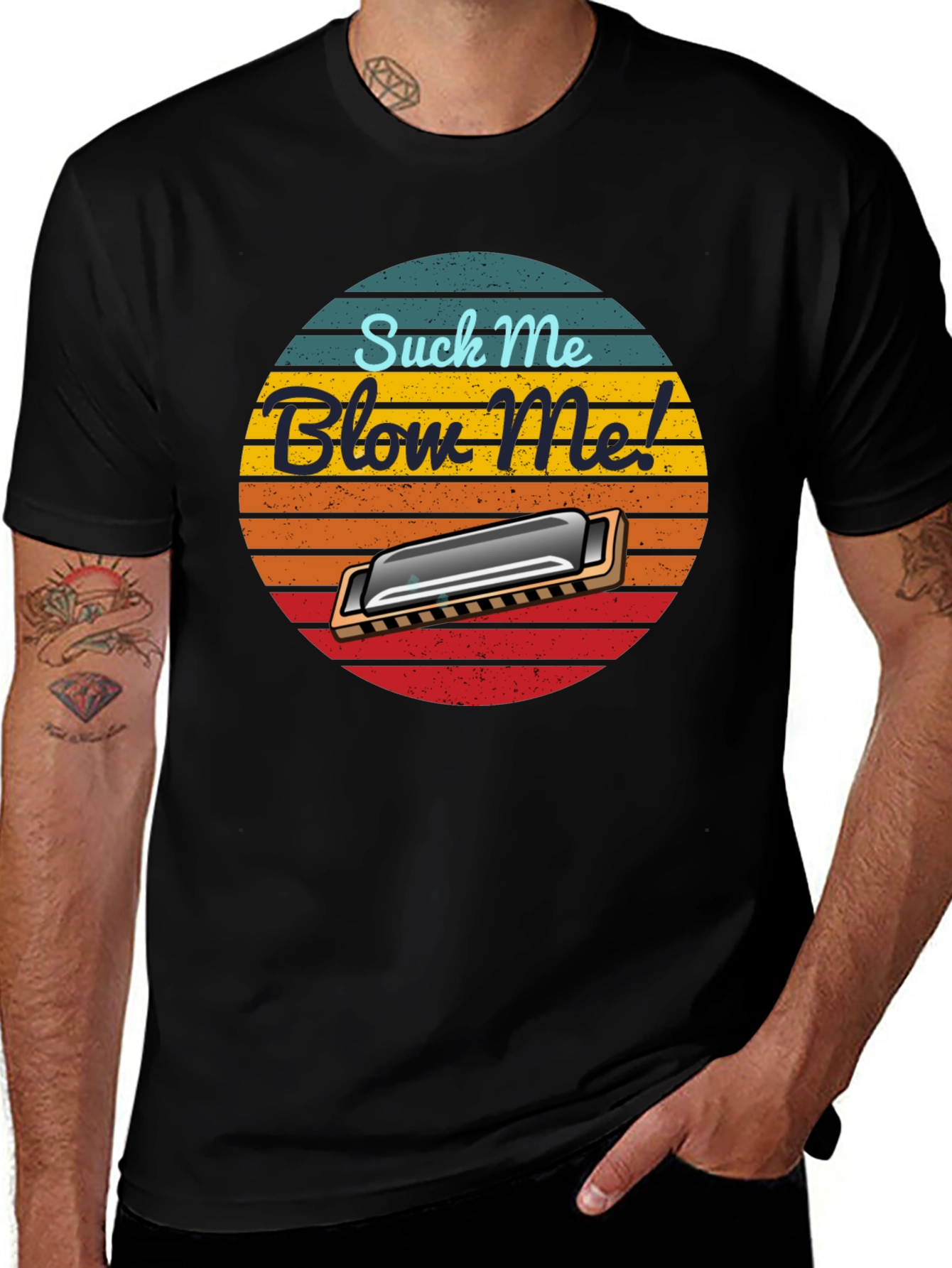 Suck Me Blow Me Harmonica T-Shirt