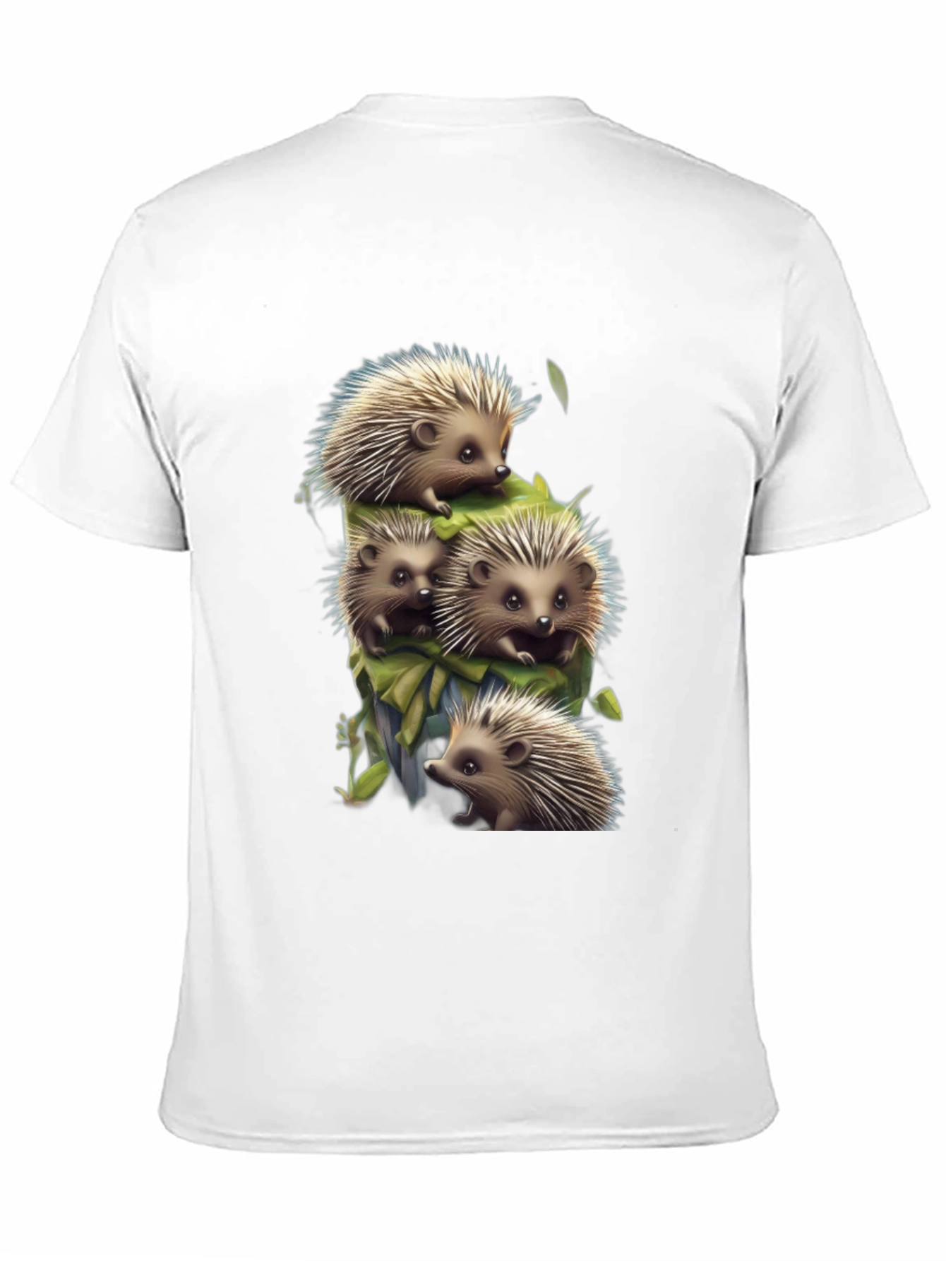 Cute Hedgehog Stack Graphic Tee - Black
