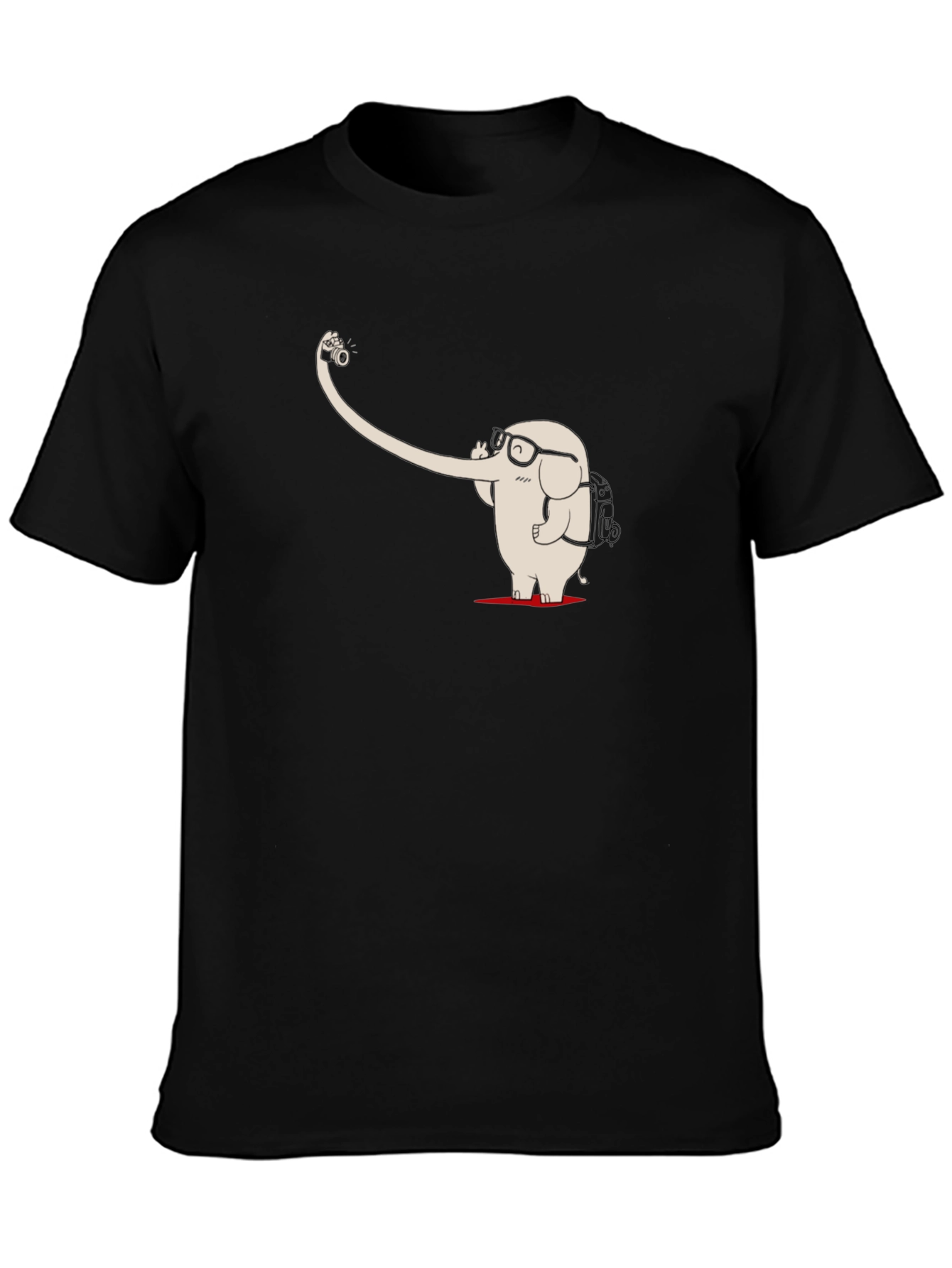 Elephant Selfie Black T-Shirt - Unique Graphic Tee