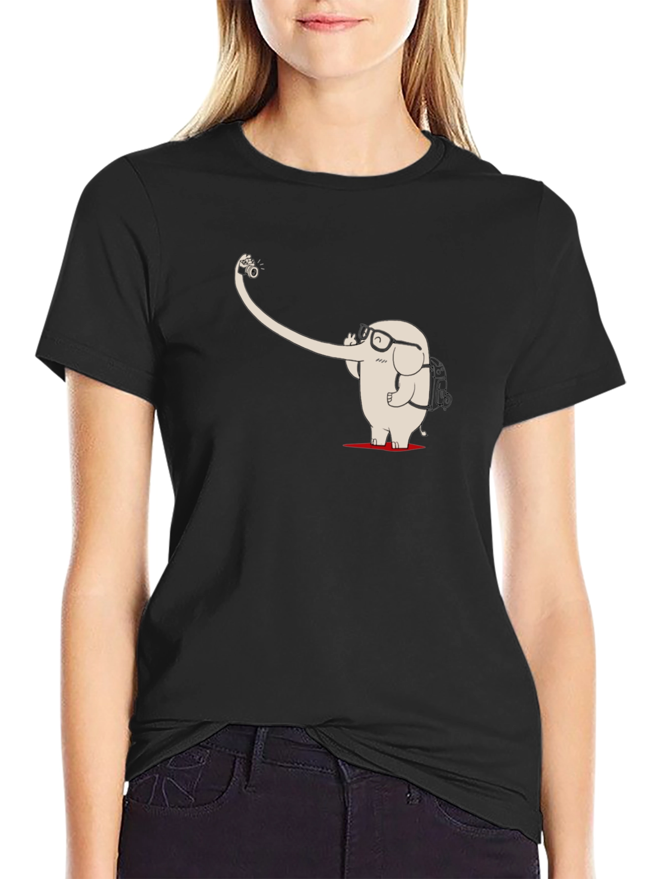 Elephant Selfie Black T-Shirt - Unique Graphic Tee