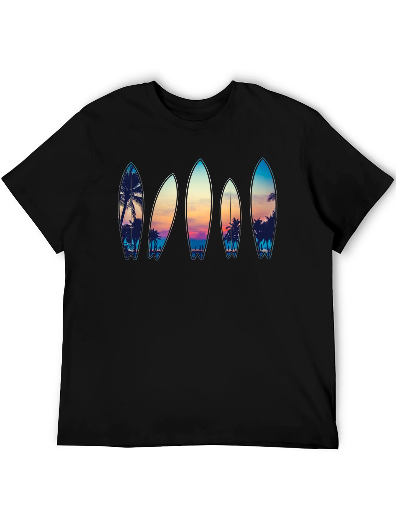 Surfboard Beach Sunset Graphic Tee
