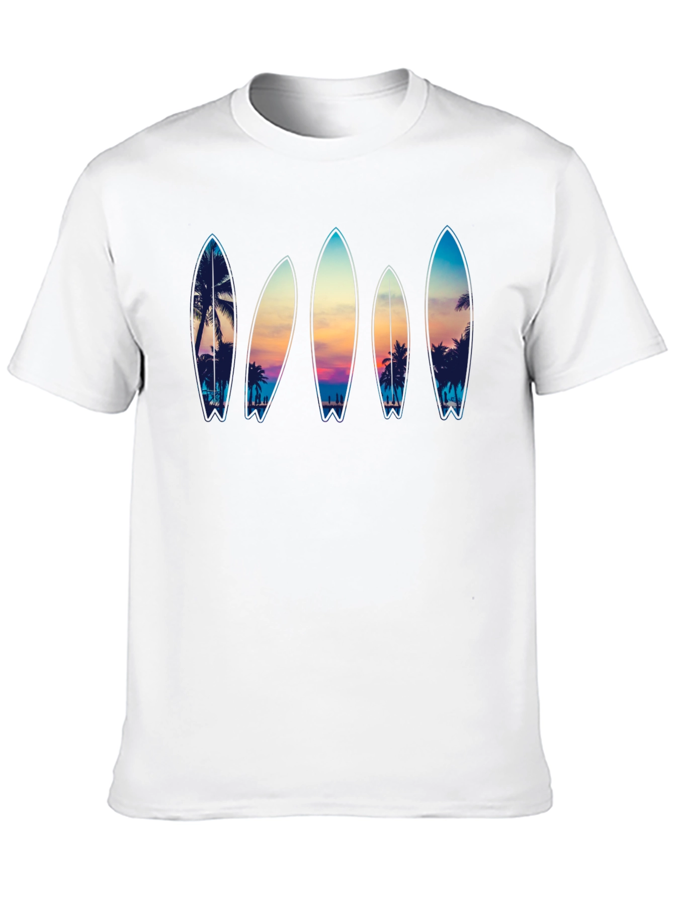 Surfboard Beach Sunset Graphic Tee