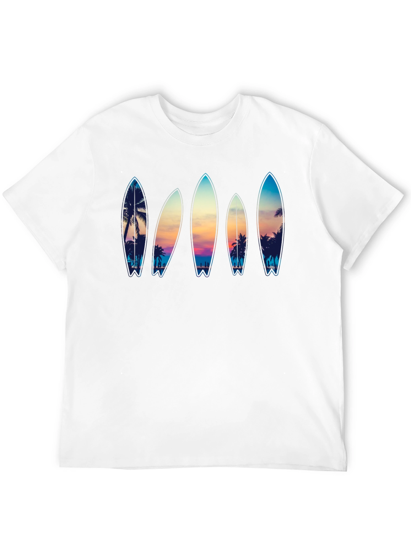 Surfboard Beach Sunset Graphic Tee
