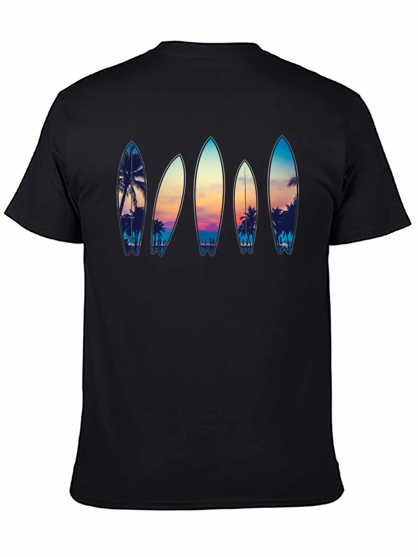 Surfboard Beach Sunset Graphic Tee