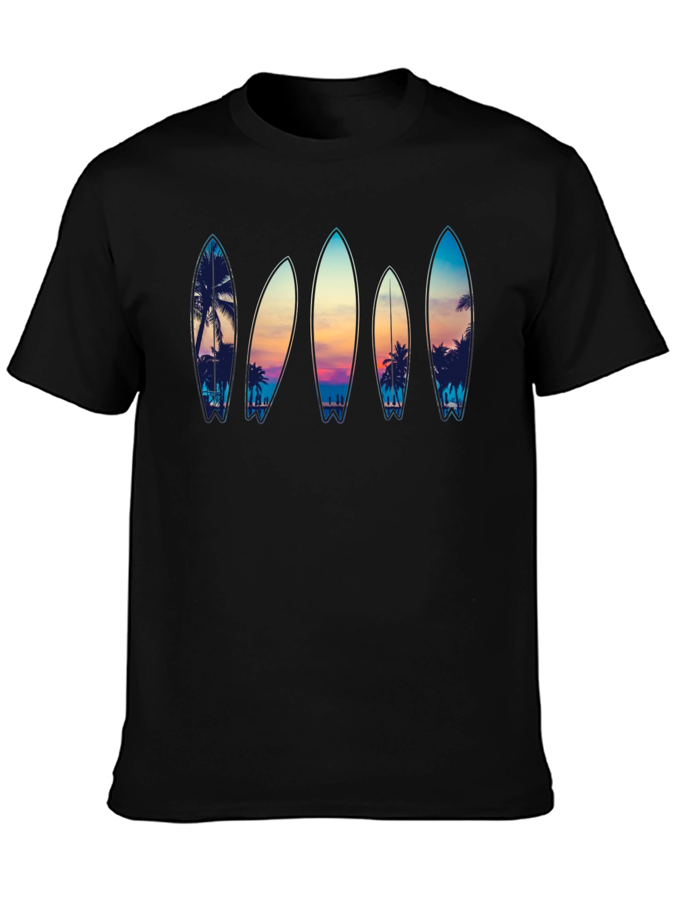 Surfboard Beach Sunset Graphic Tee