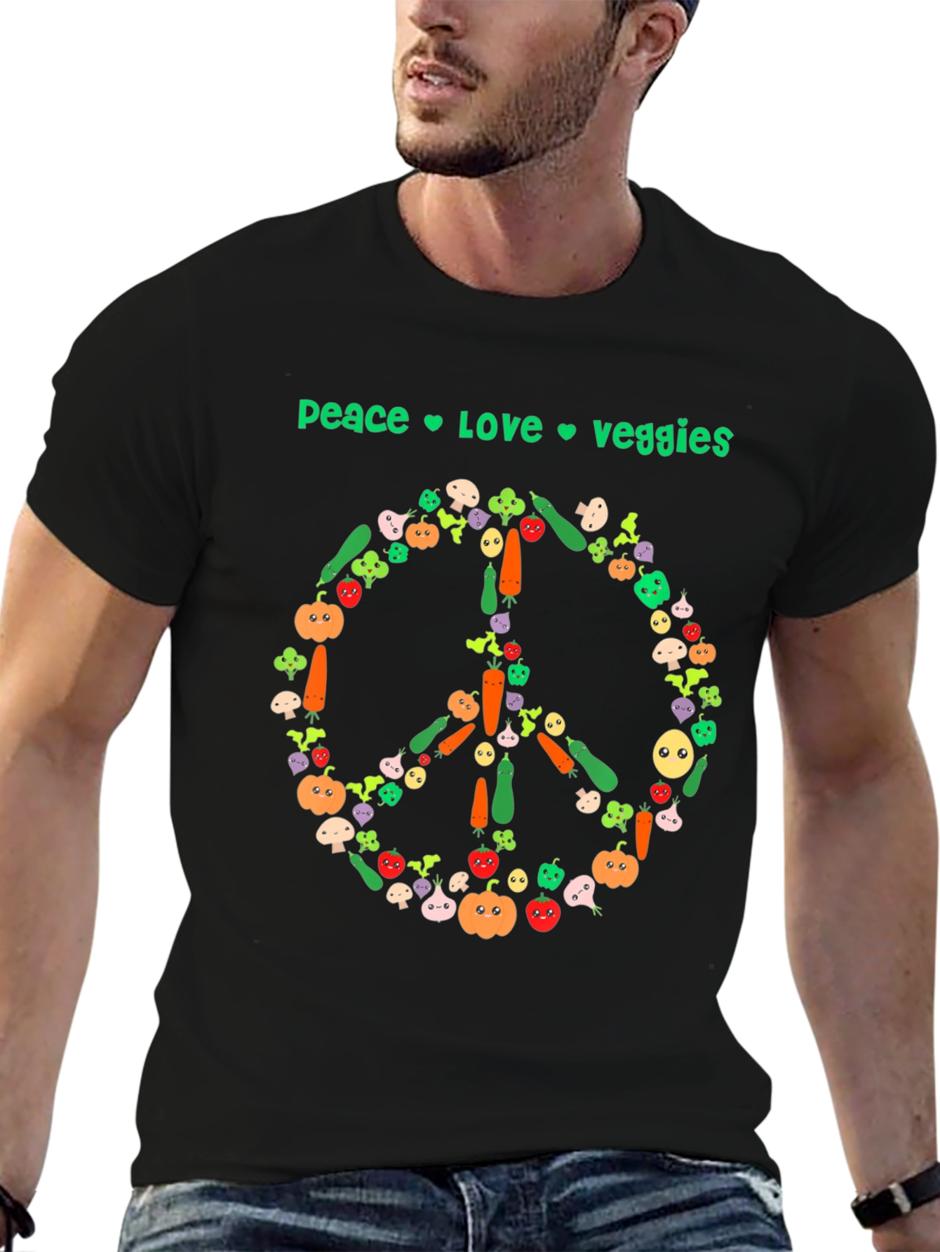 Peace Love Veggies T-Shirt - Vegan Style
