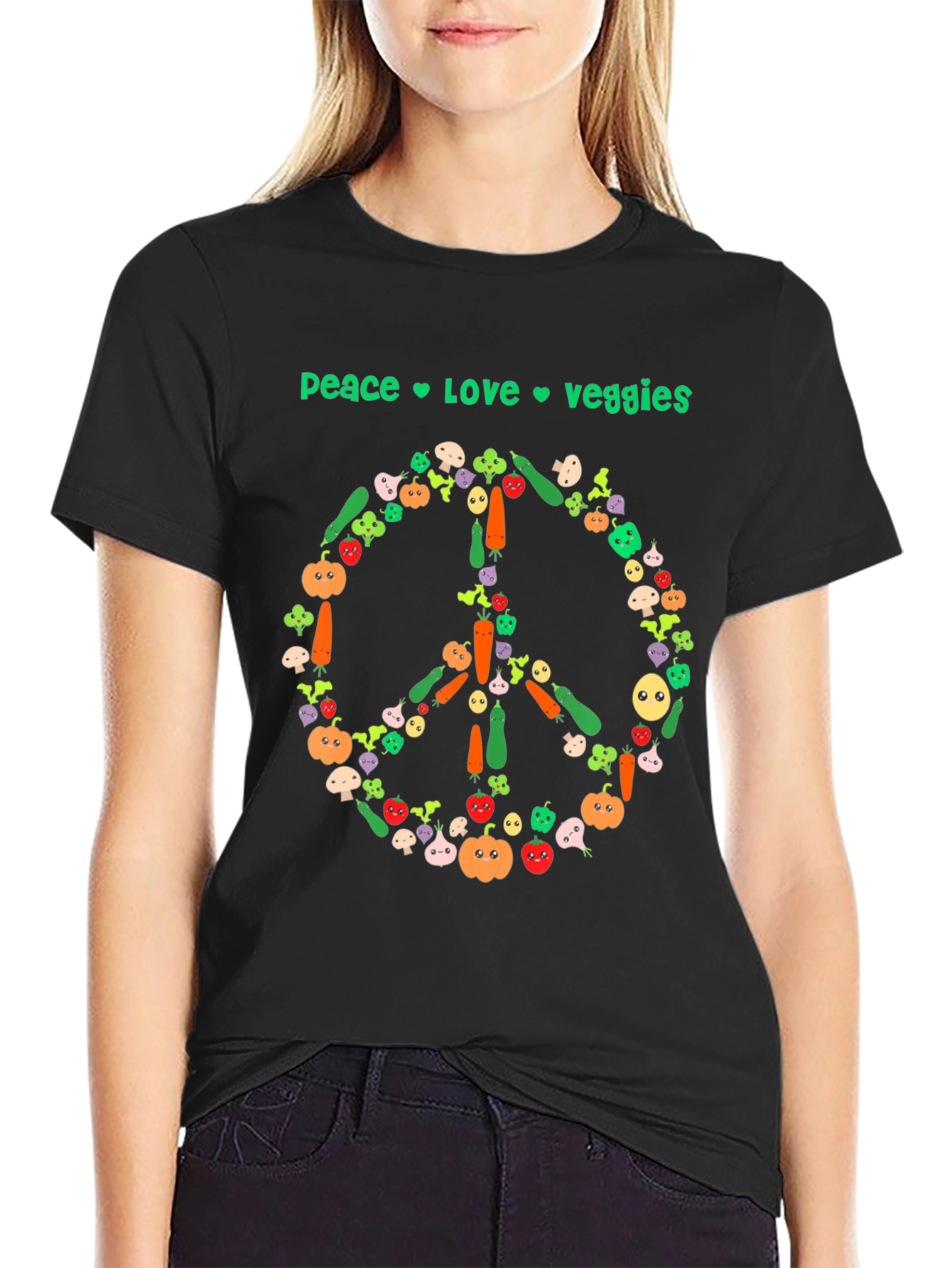 Peace Love Veggies T-Shirt - Vegan Style