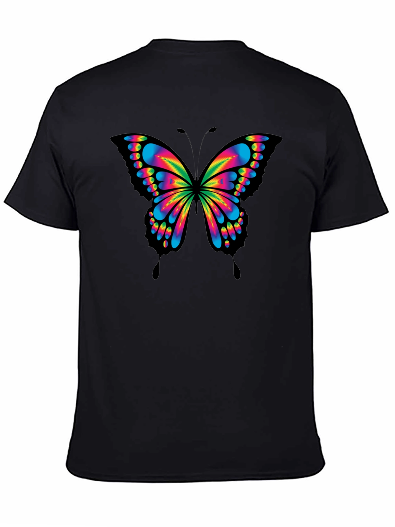 Rainbow Butterfly Graphic Black T-Shirt