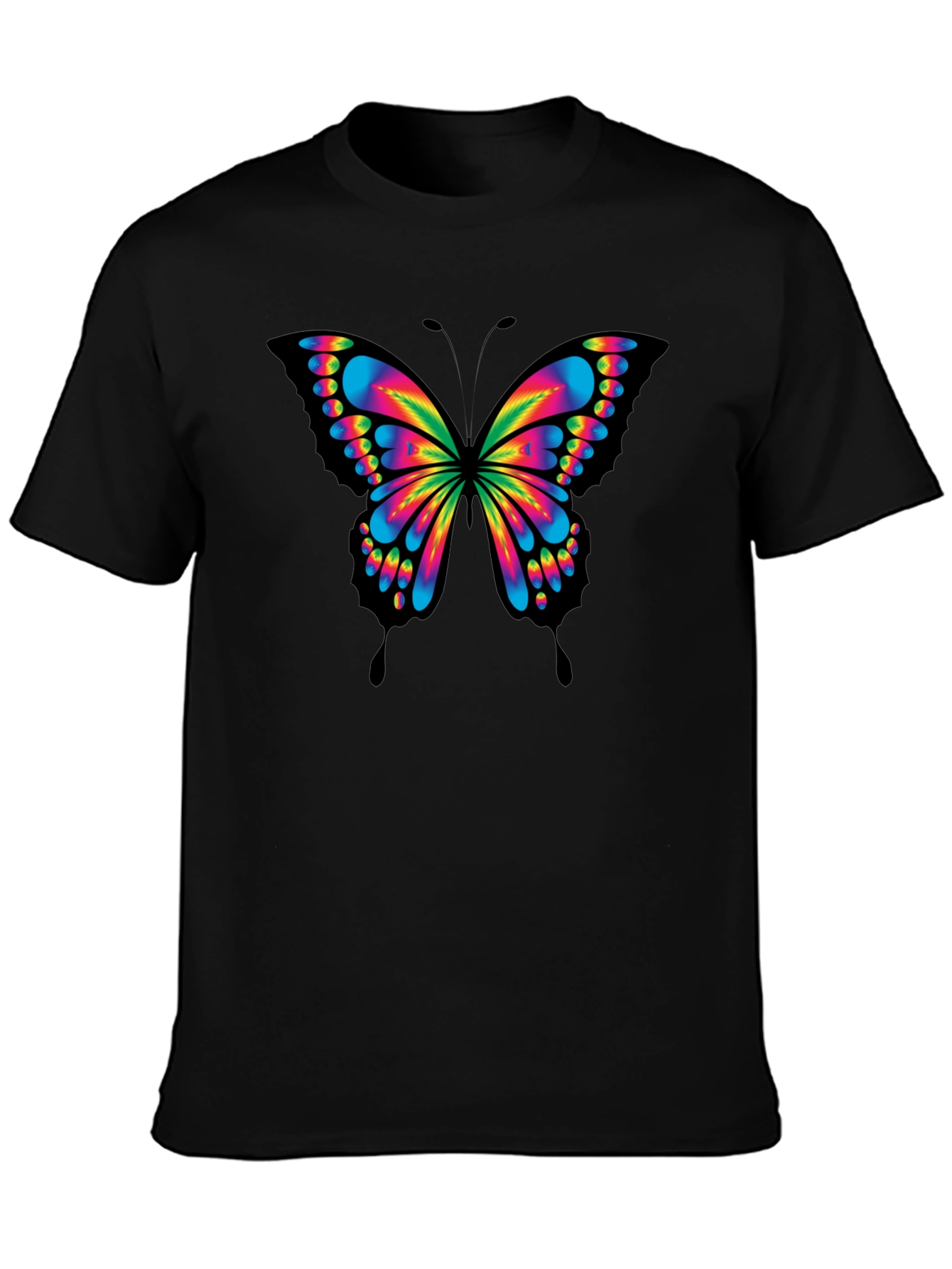 Rainbow Butterfly Graphic Black T-Shirt