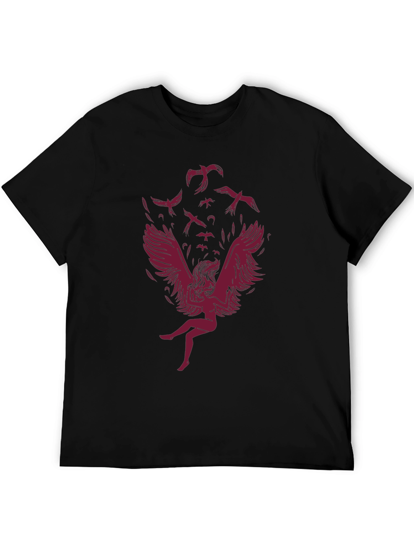 Winged Woman Graphic Tee - Stylish Dark Cotton Shirt
