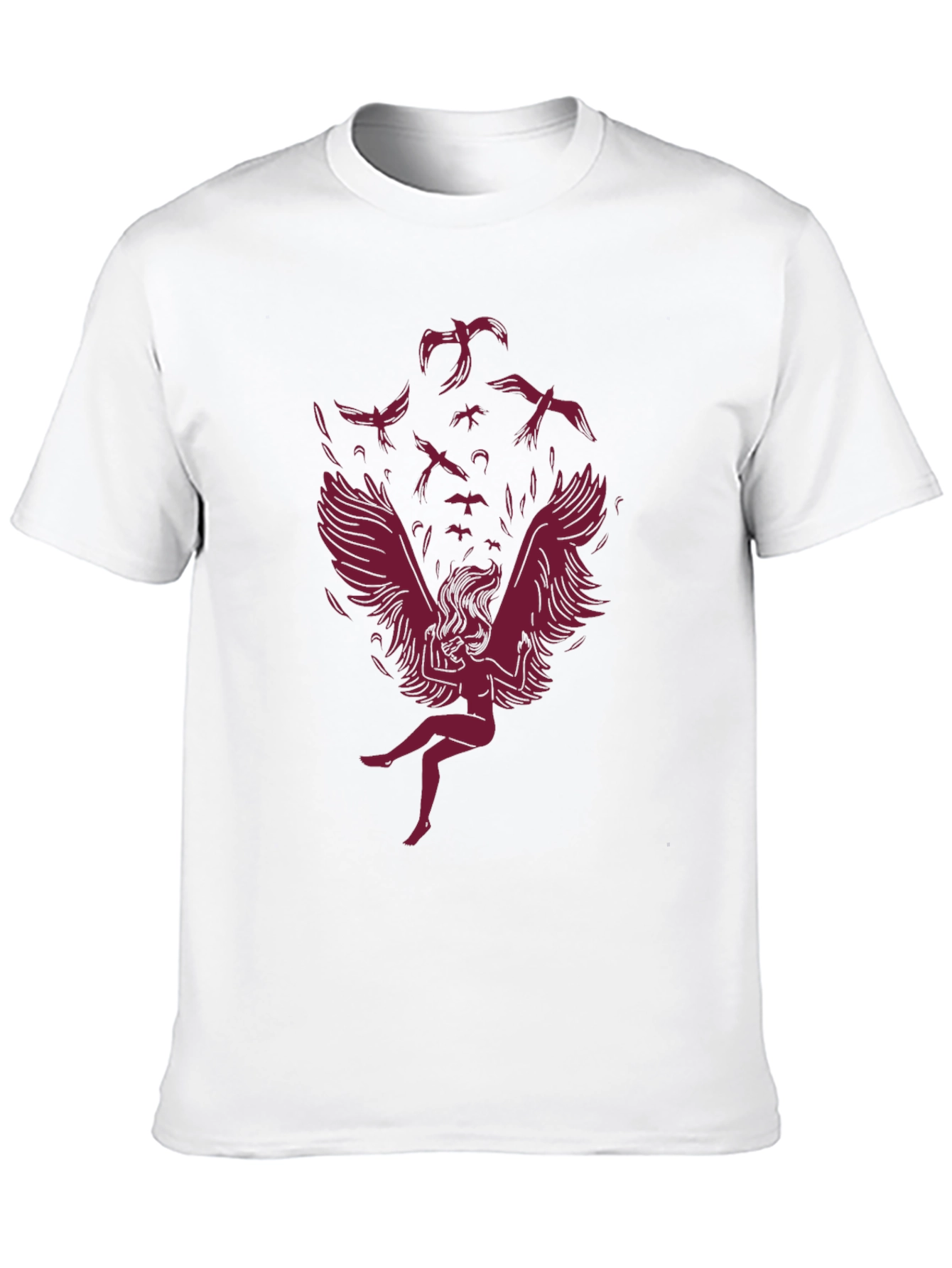 Winged Woman Graphic Tee - Stylish Dark Cotton Shirt