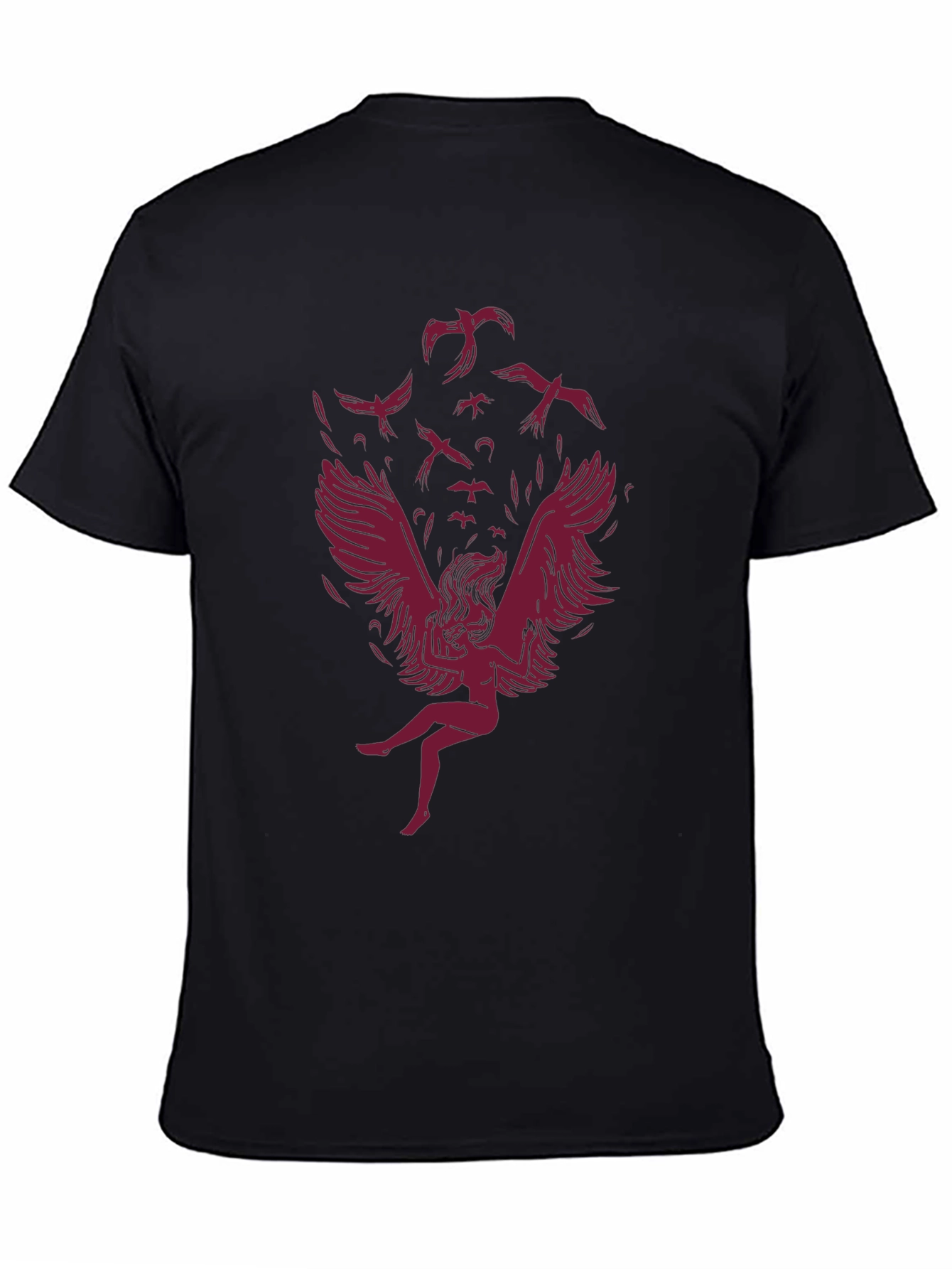 Winged Woman Graphic Tee - Stylish Dark Cotton Shirt
