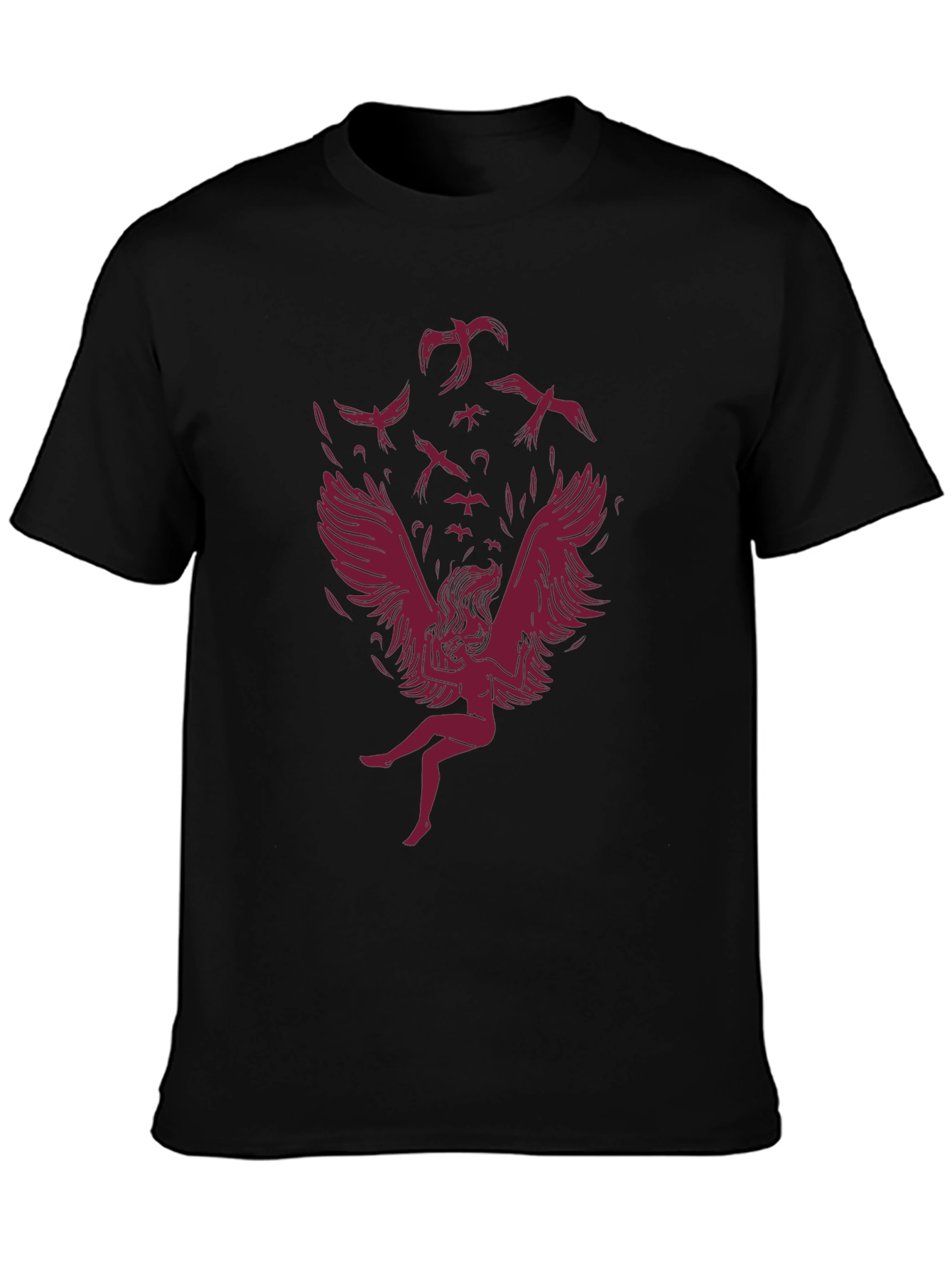 Winged Woman Graphic Tee - Stylish Dark Cotton Shirt