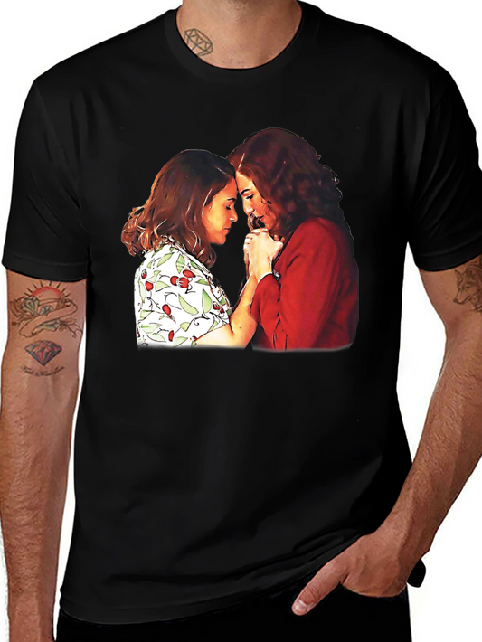 Black T-Shirt with Two Women Graphic