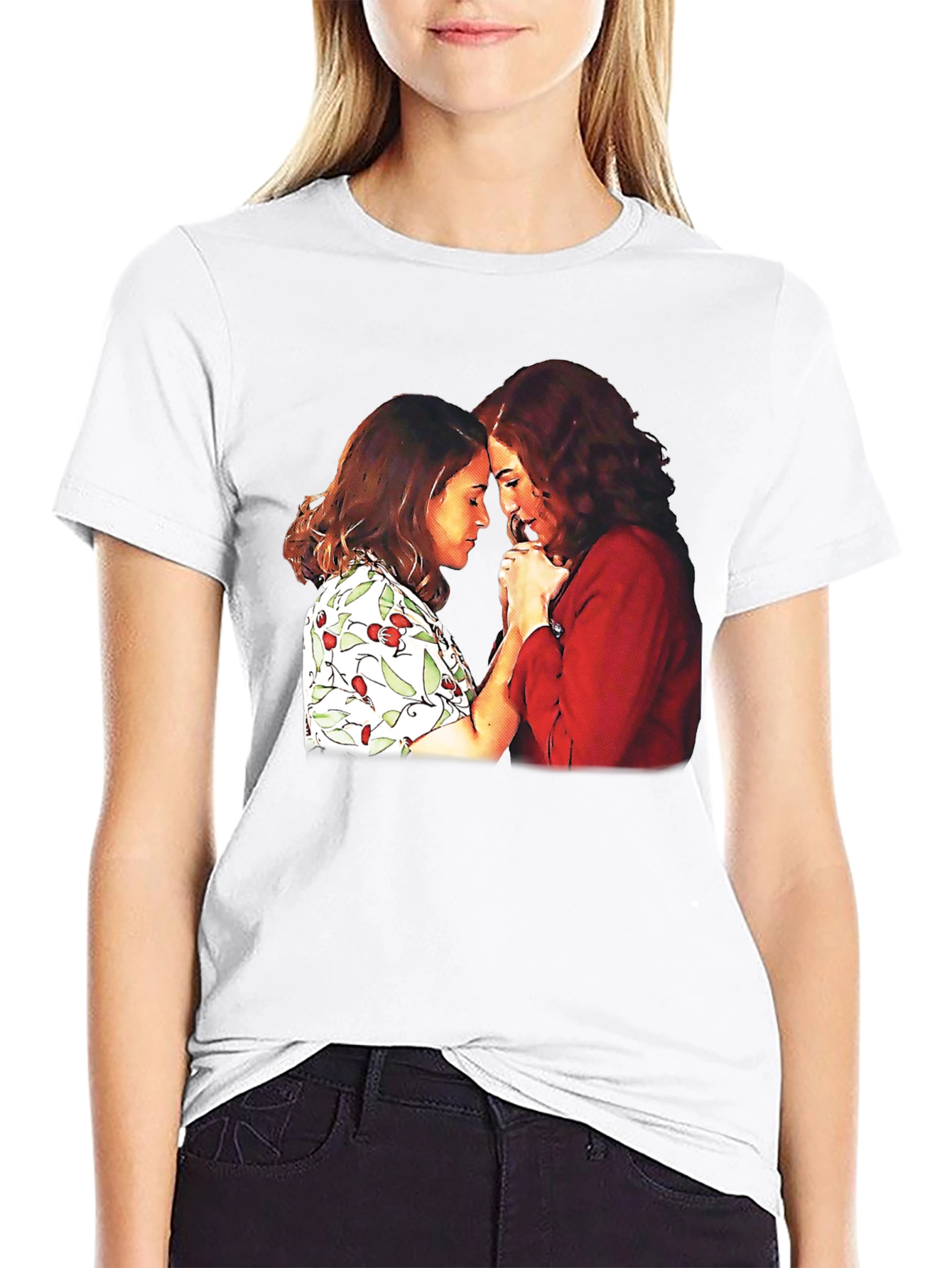 Black T-Shirt with Two Women Graphic