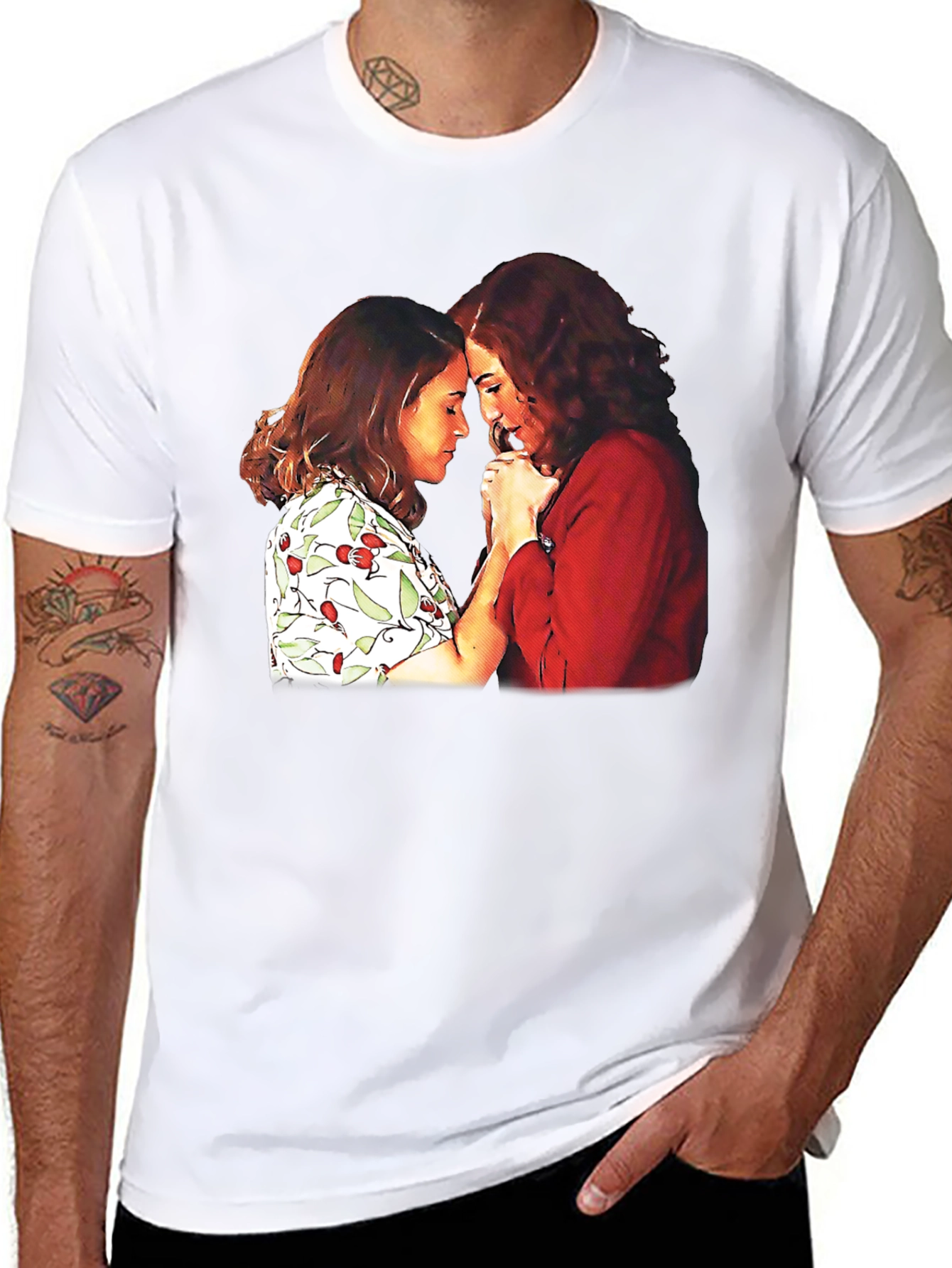 Black T-Shirt with Two Women Graphic