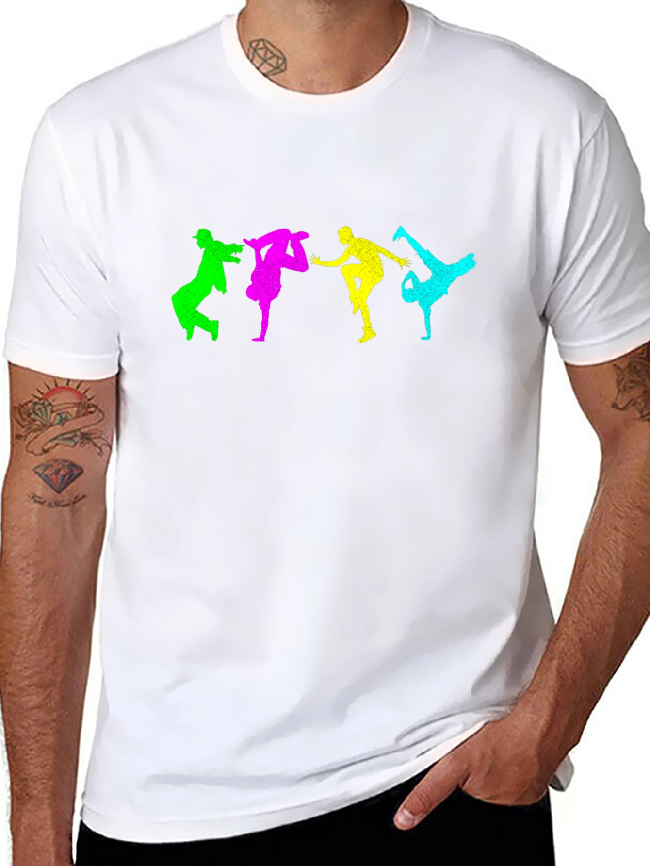 Colorful Breakdance Graphic T-Shirt