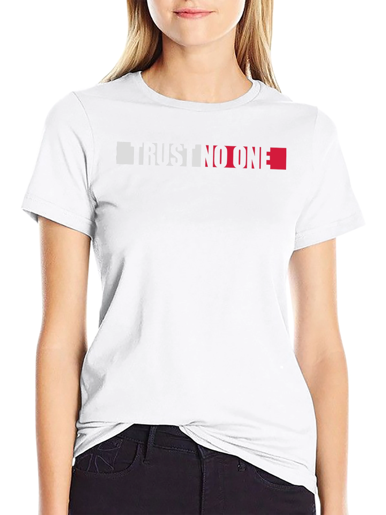Trust No One Graphic Tee - Black Crewneck