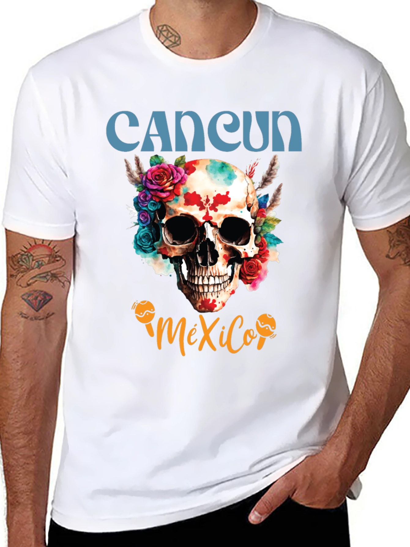 Cancun Mexico Skull Graphic Tee
