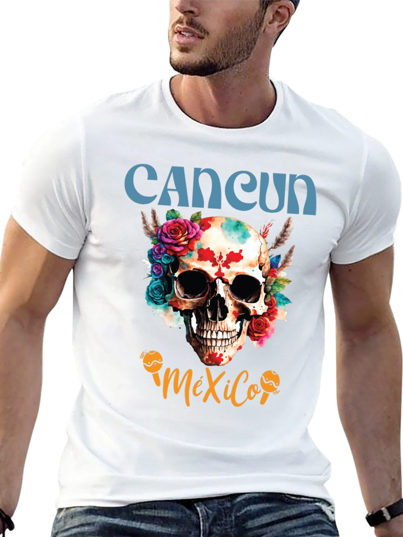 Cancun Mexico Skull Graphic Tee