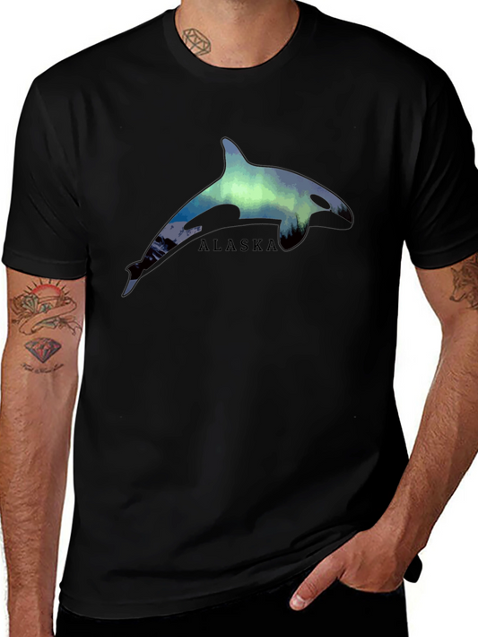 Alaska Orca Northern Lights Graphic T-Shirt