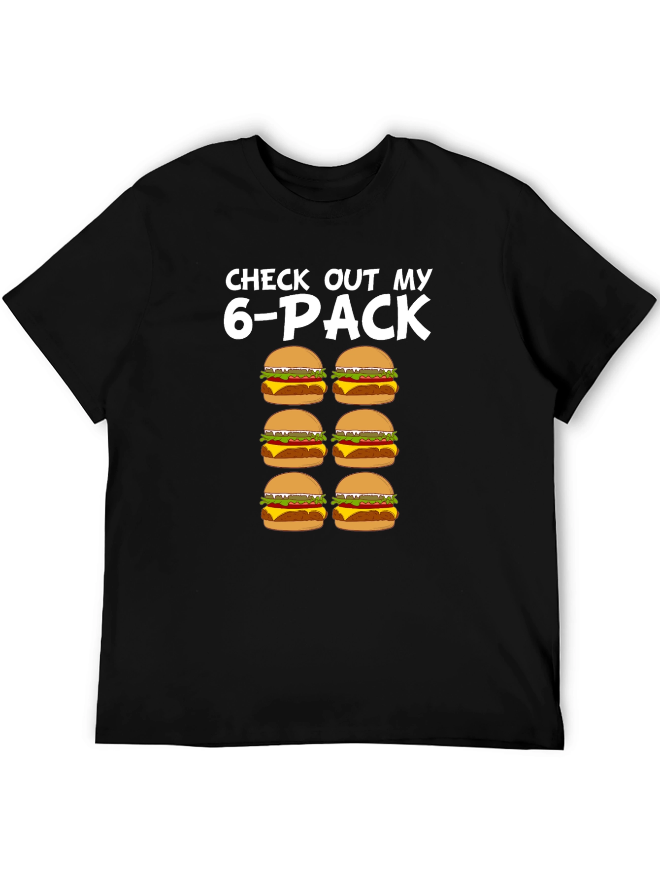 Funny 6-Pack Burgers T-Shirt - Novelty Graphic Tee