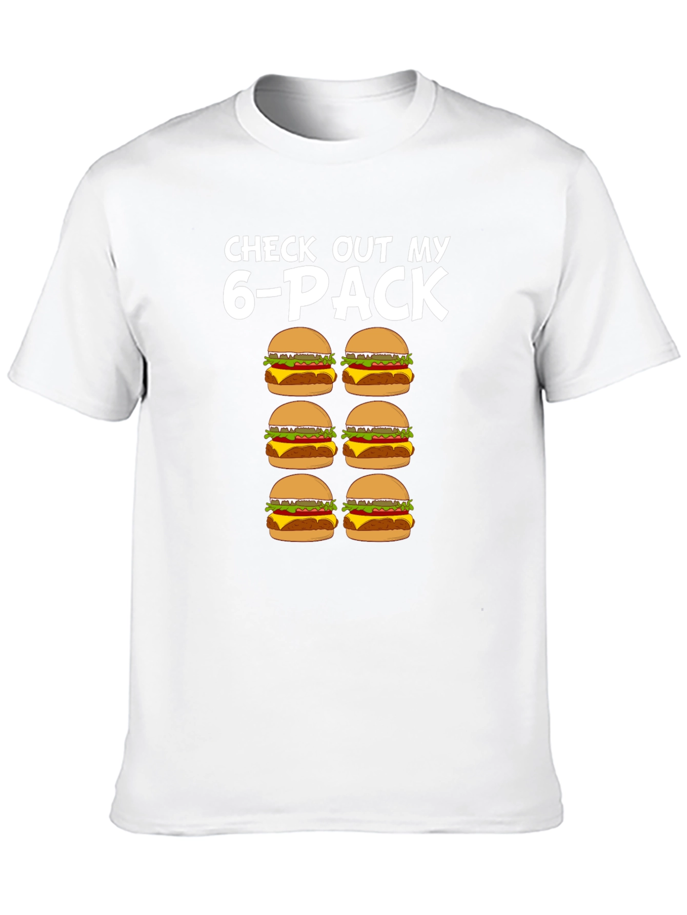 Funny 6-Pack Burgers T-Shirt - Novelty Graphic Tee