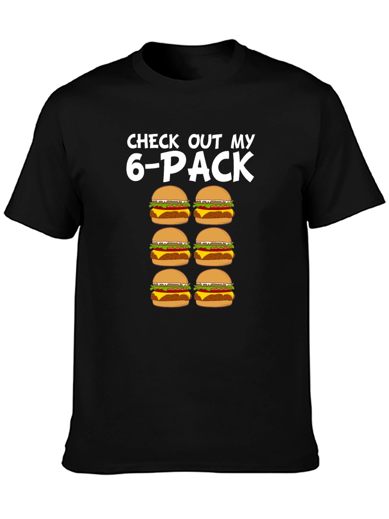 Funny 6-Pack Burgers T-Shirt - Novelty Graphic Tee