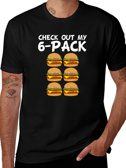Funny 6-Pack Burgers T-Shirt - Novelty Graphic Tee
