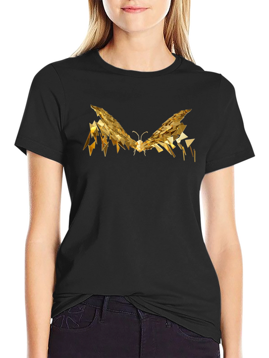 Golden Butterfly Graphic Tee - Modern Abstract Design