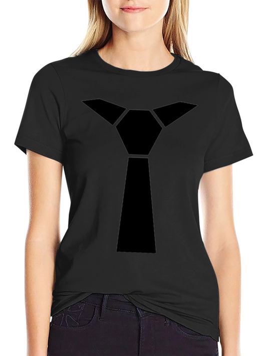 Geometric Tie Graphic Tee - Sleek Black T-Shirt