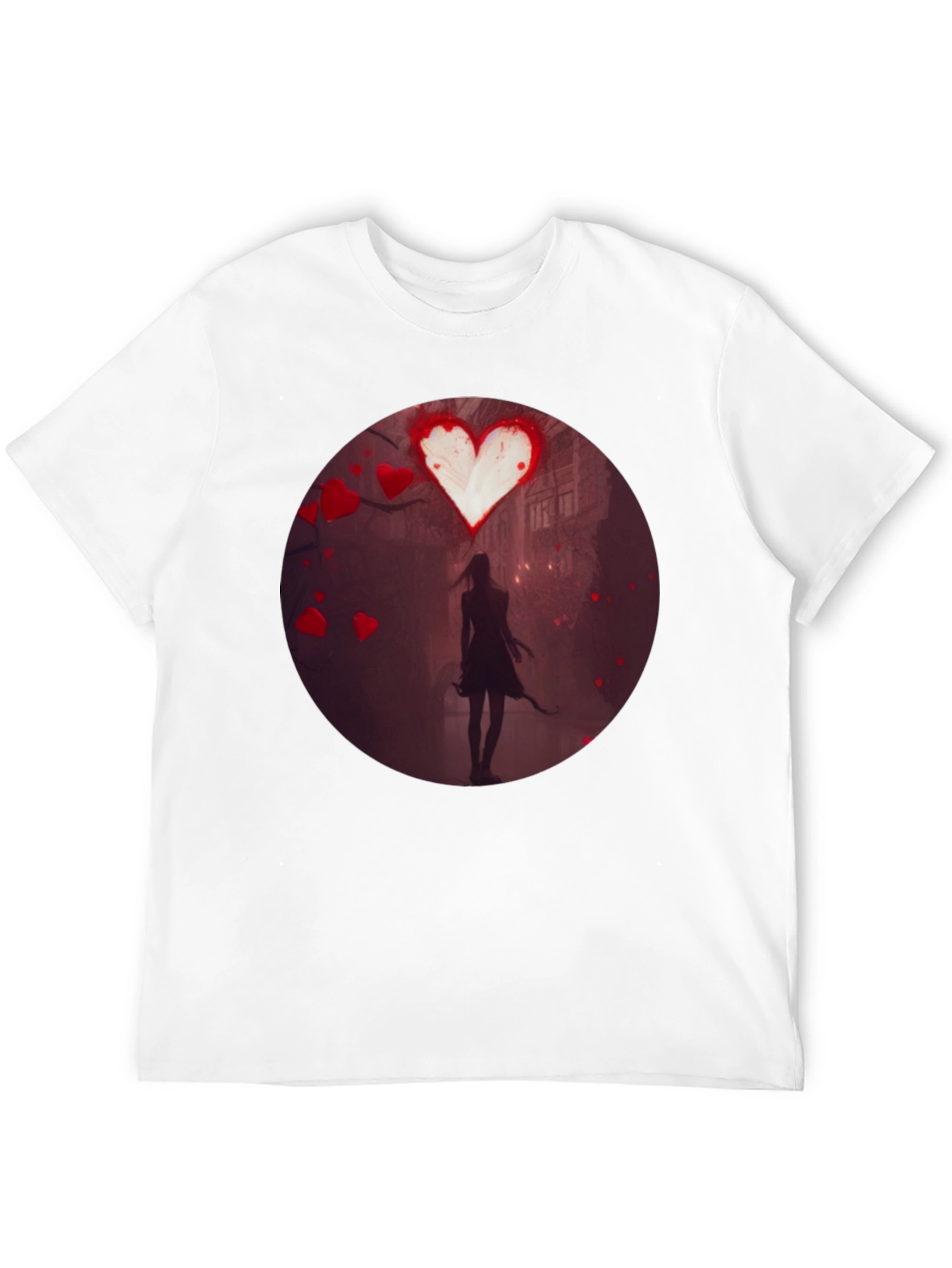 Romantic Heart Silhouette Graphic T-Shirt