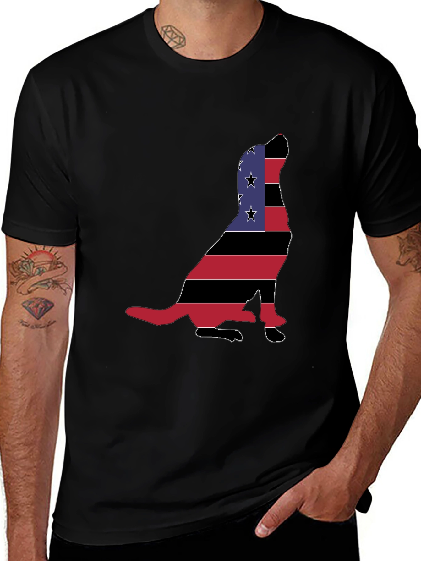 Patriotic Dog Silhouette T-Shirt