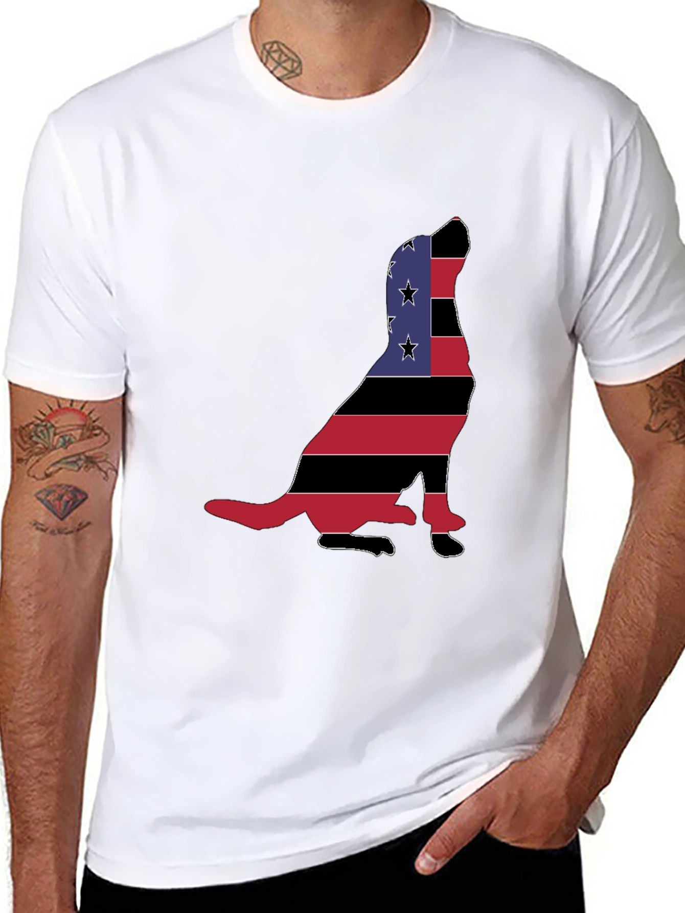 Patriotic Dog Silhouette T-Shirt