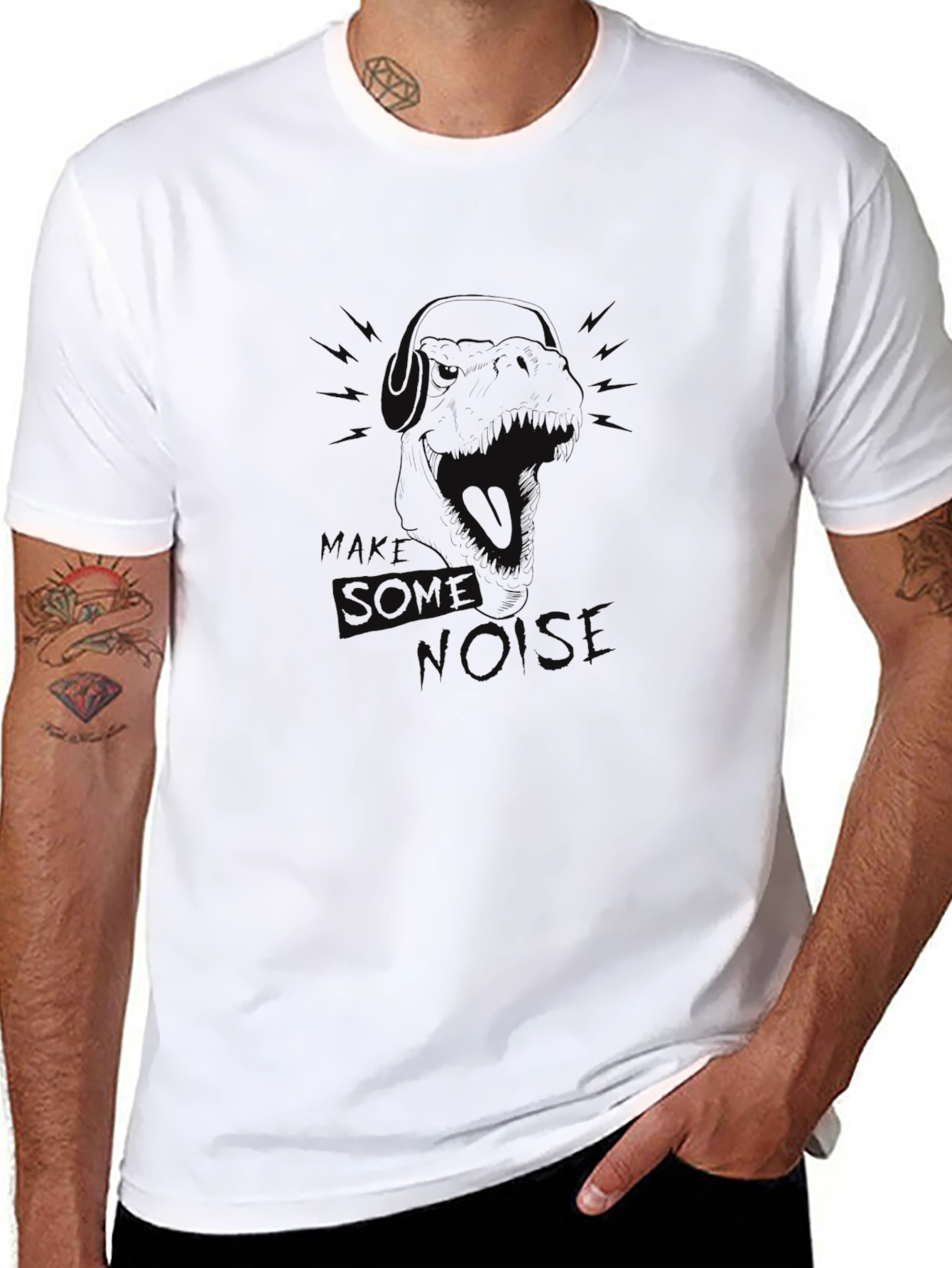 Mens Black Graphic Tee - Dog With Headphones