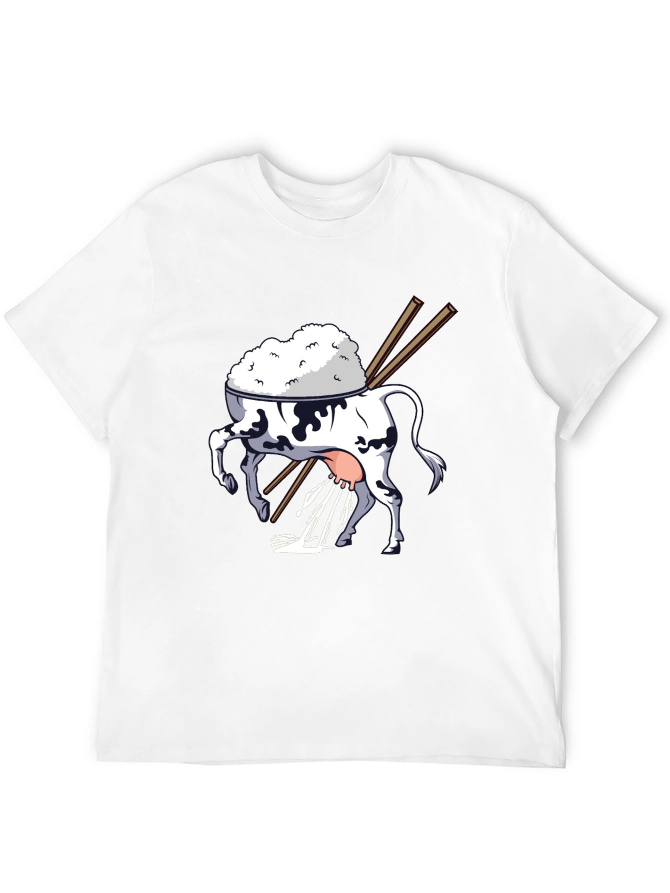 Rice Cow Graphic Tee - Quirky Black T-Shirt