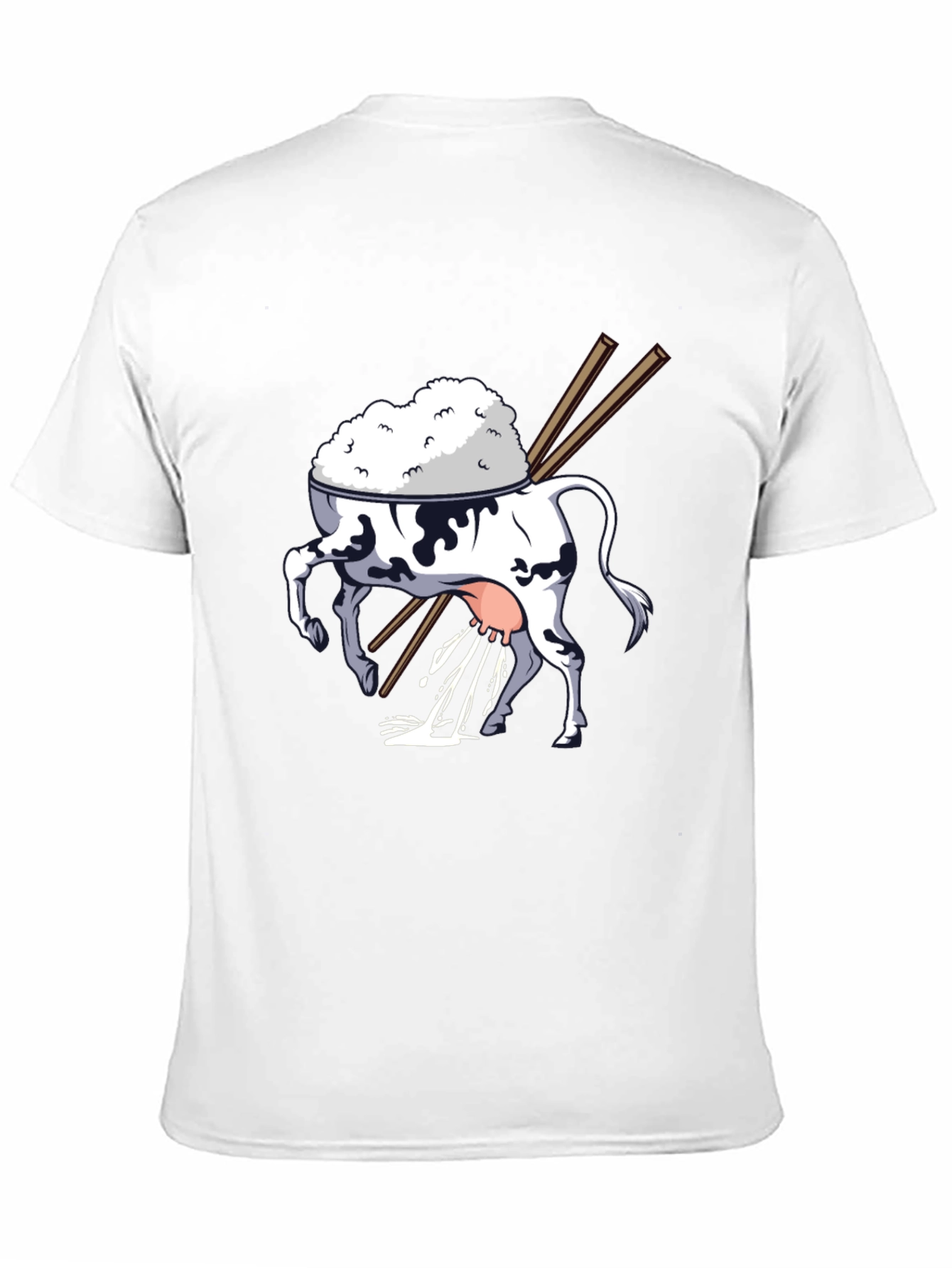 Rice Cow Graphic Tee - Quirky Black T-Shirt