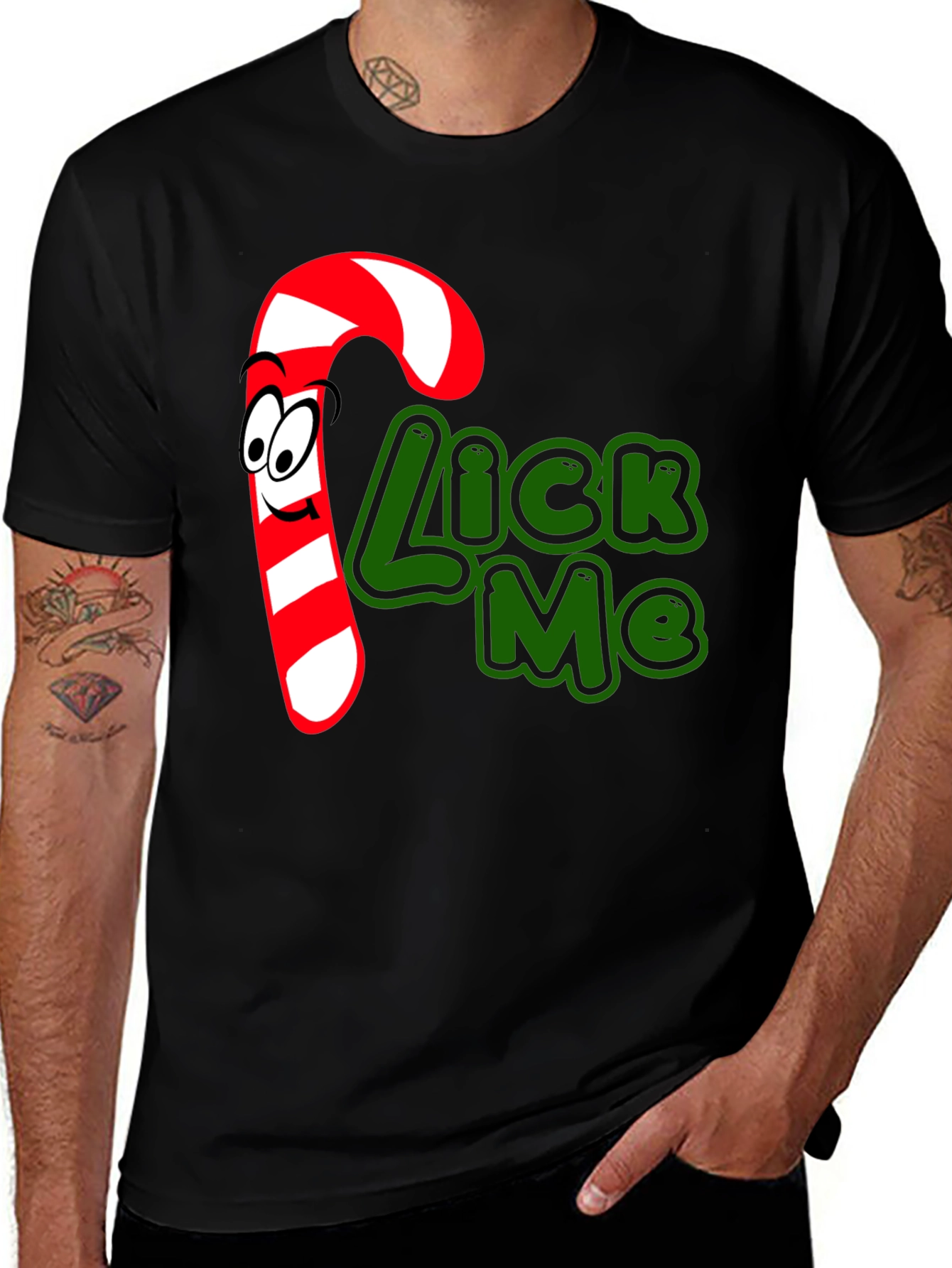 Candy Cane Lick Me Graphic T-Shirt