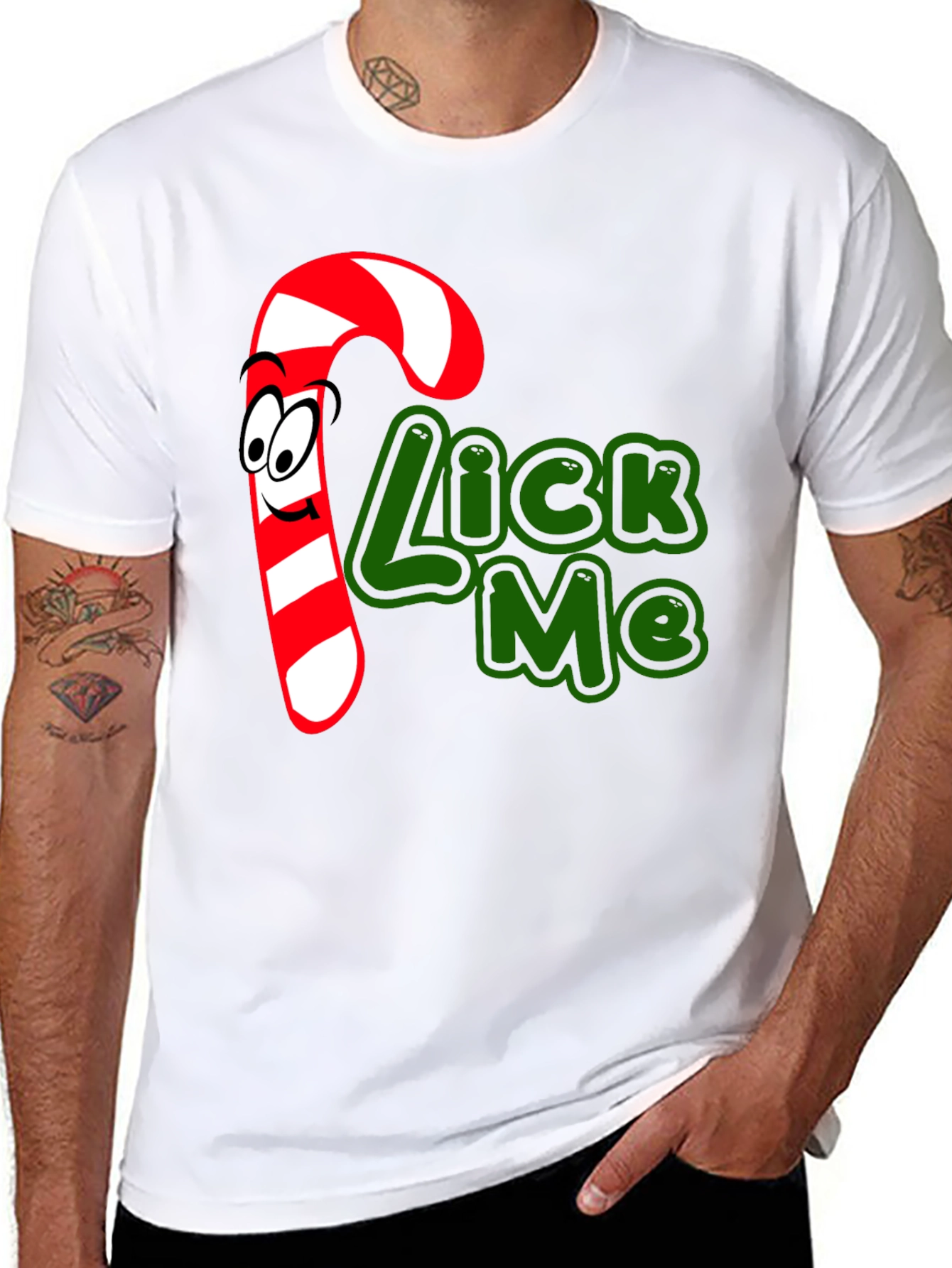 Candy Cane Lick Me Graphic T-Shirt