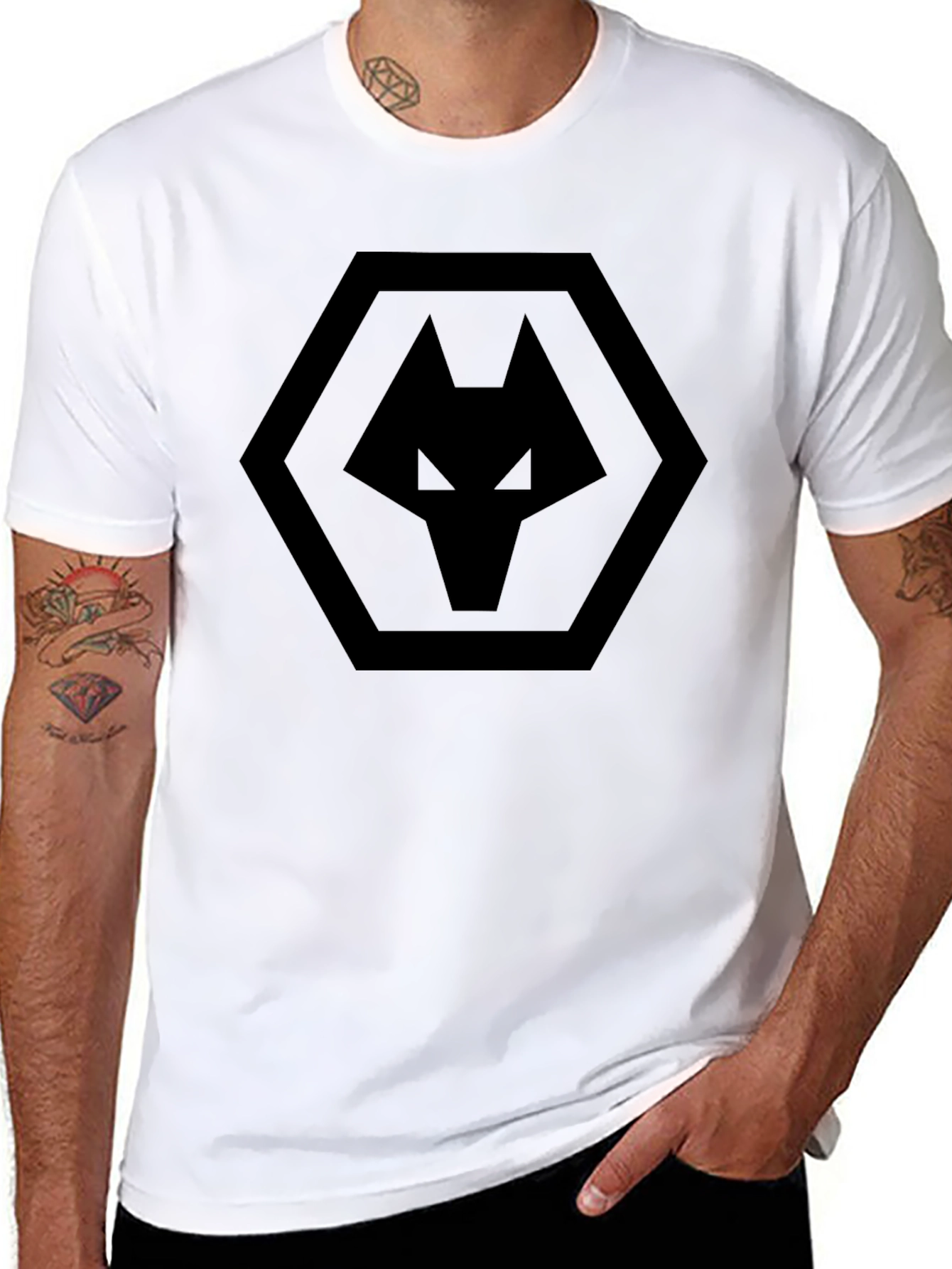 Mens Black Wolves Graphic T-Shirt