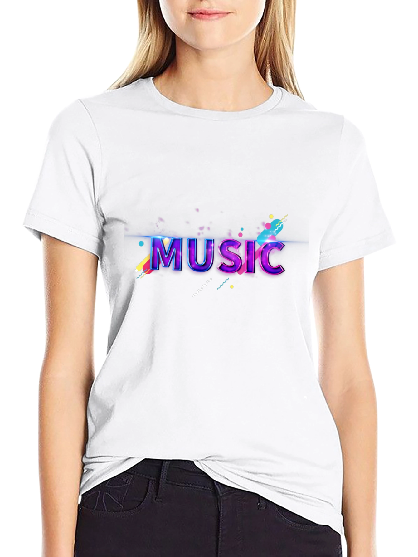 Vibrant Music Graphic Black T-Shirt