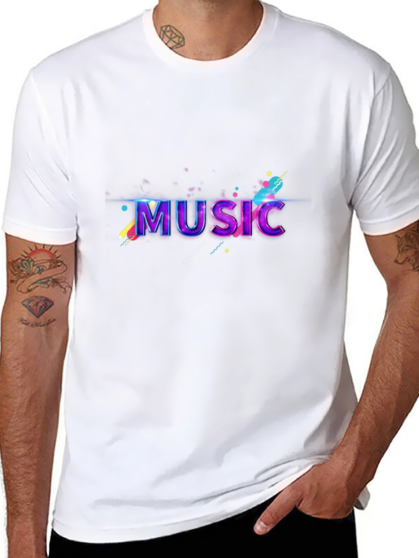 Vibrant Music Graphic Black T-Shirt