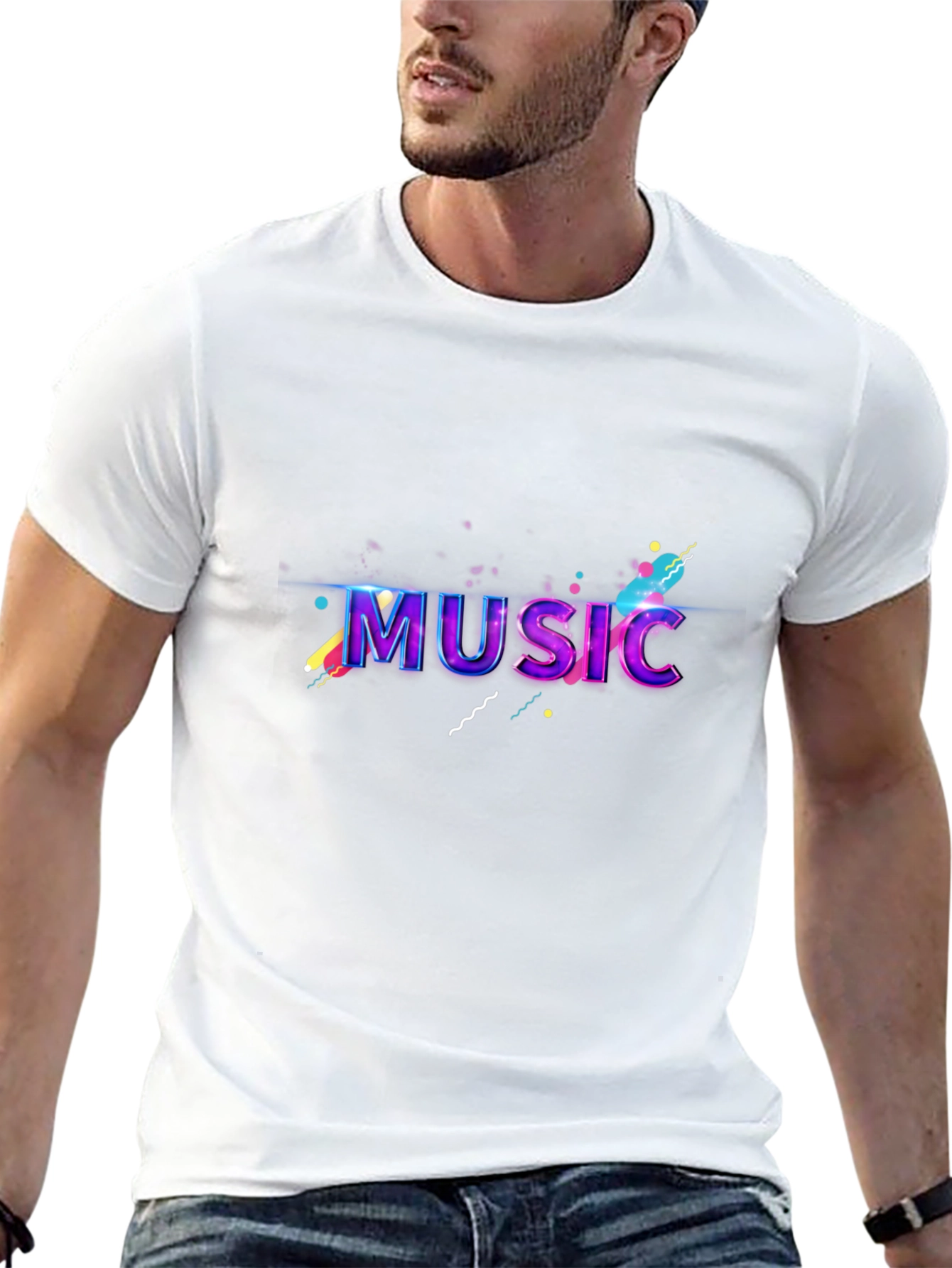 Vibrant Music Graphic Black T-Shirt