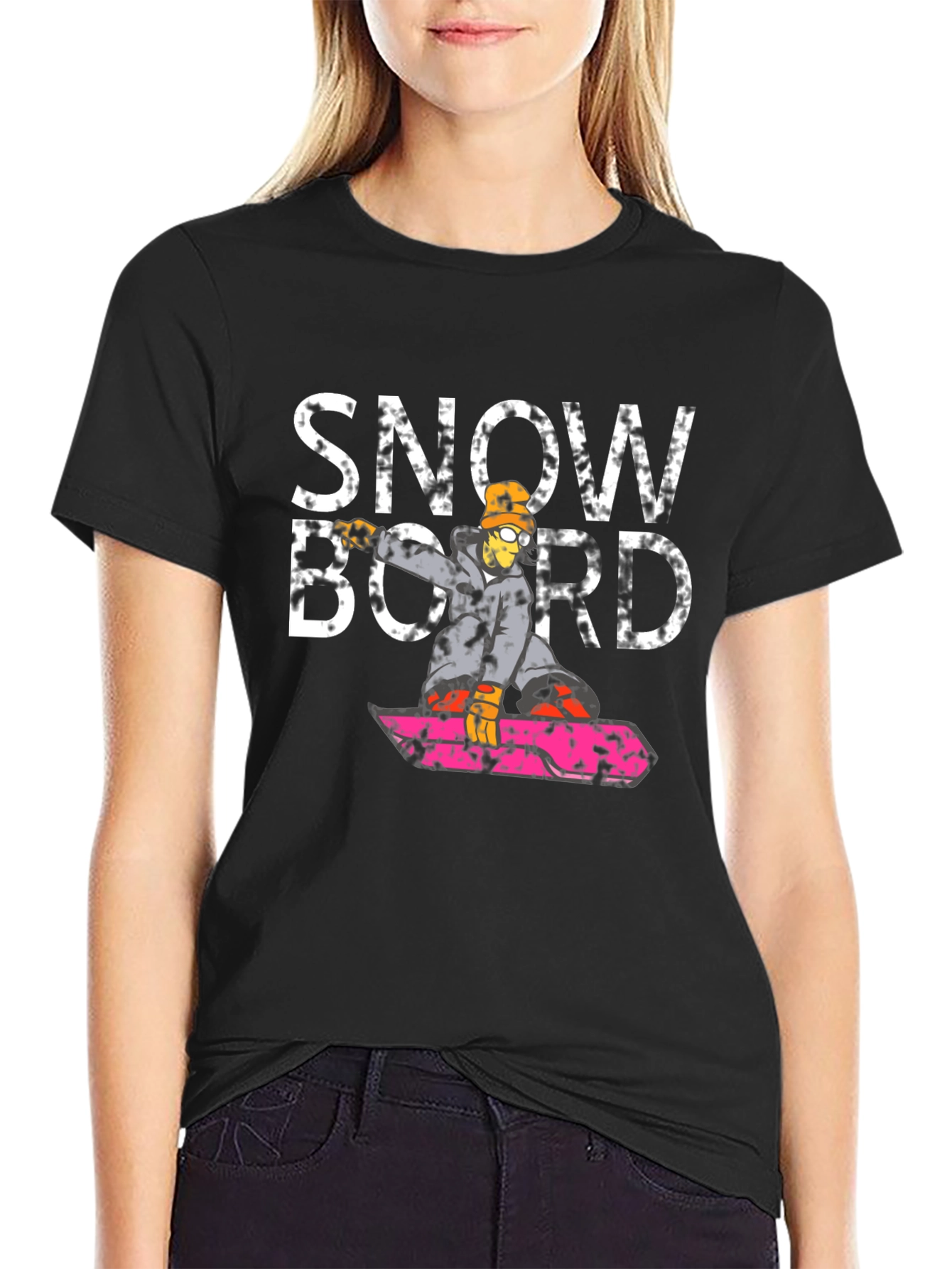 Snowboard Graphic Black T-Shirt - Cool Design