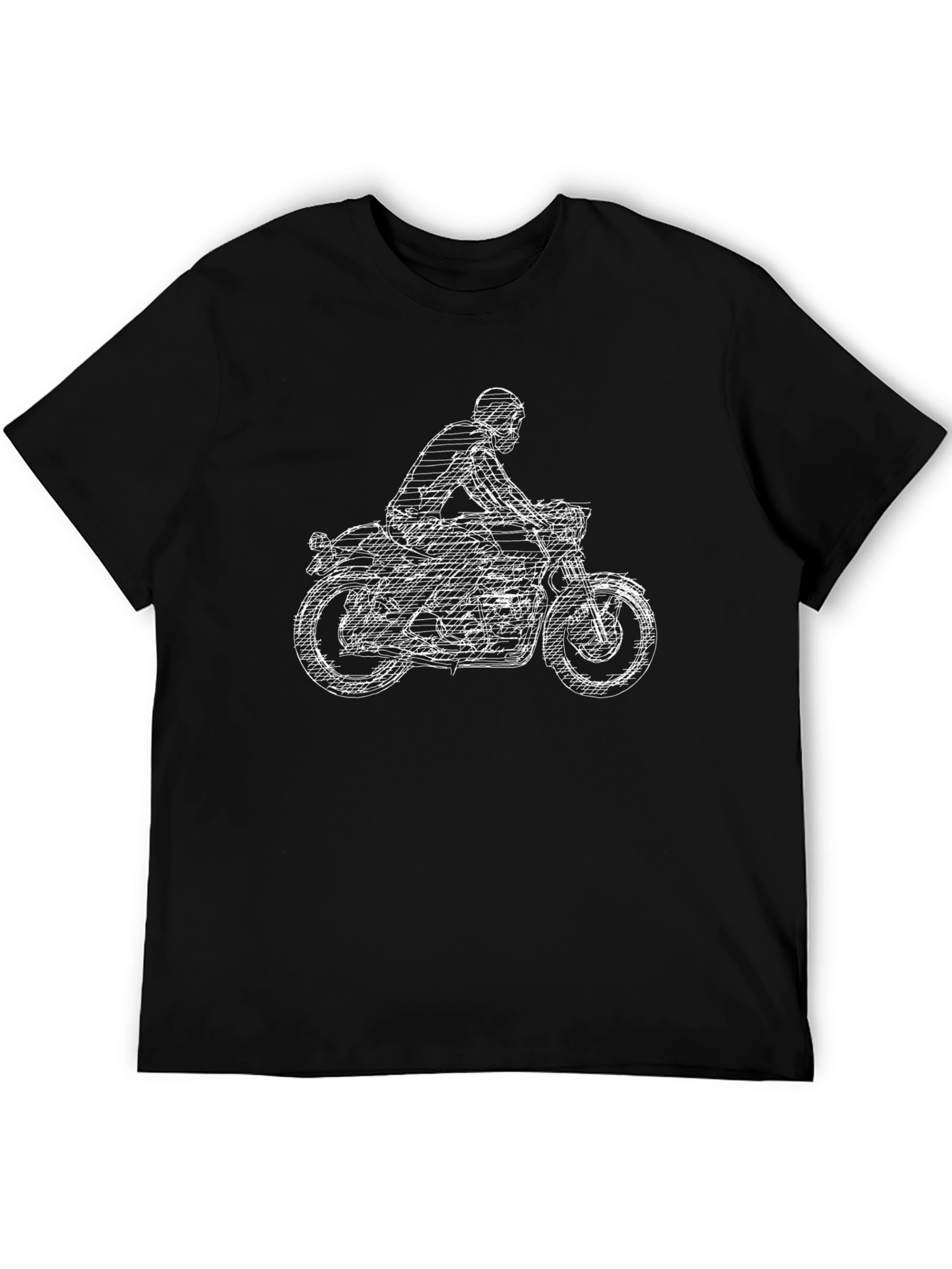 Motorcycle Graphic Tee - Black Crew Neck T-Shirt