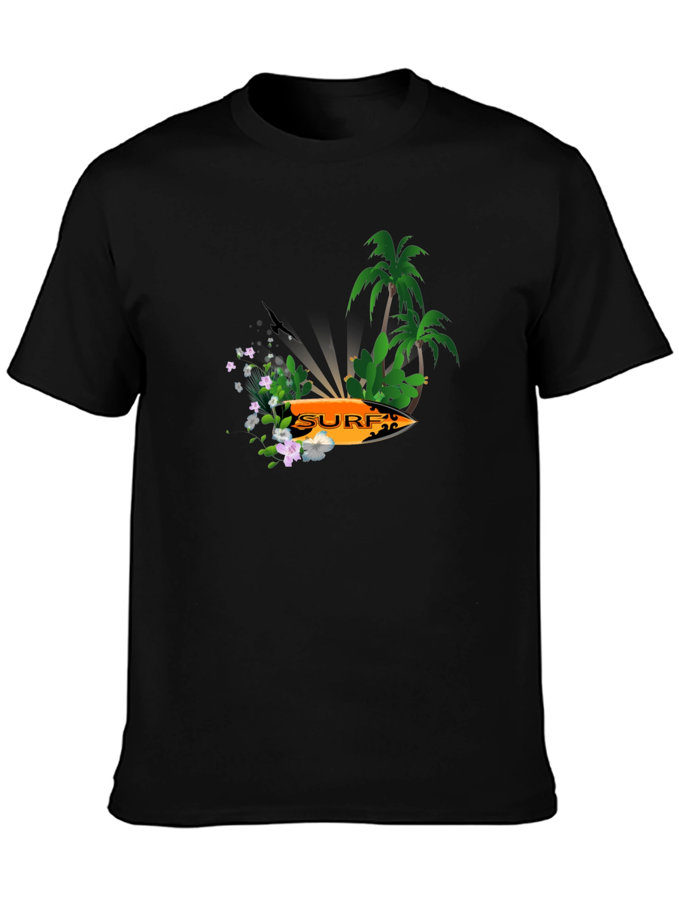 Surfboard Palm Tree Graphic Tee