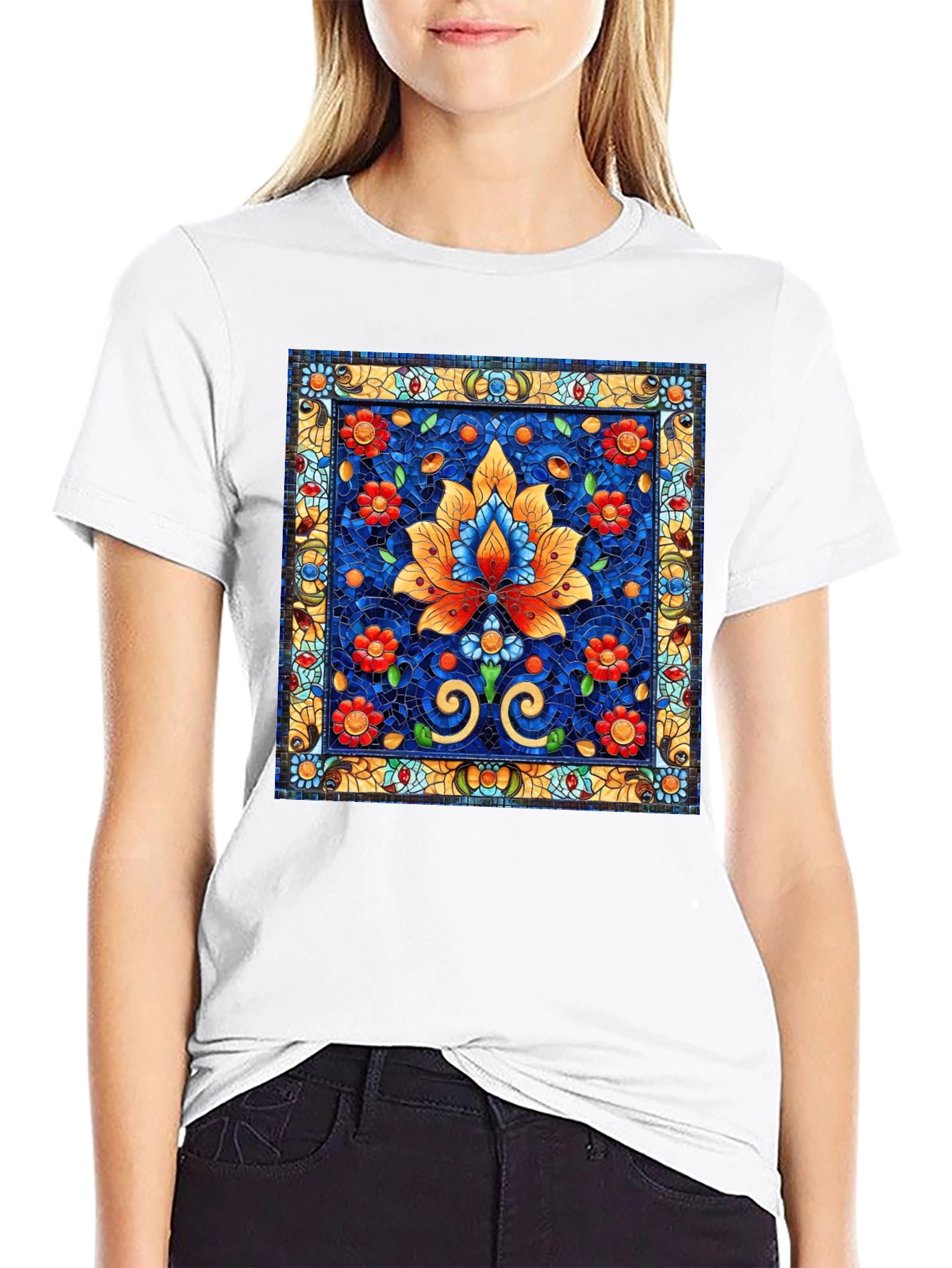 Stained Glass Flower Graphic Tee