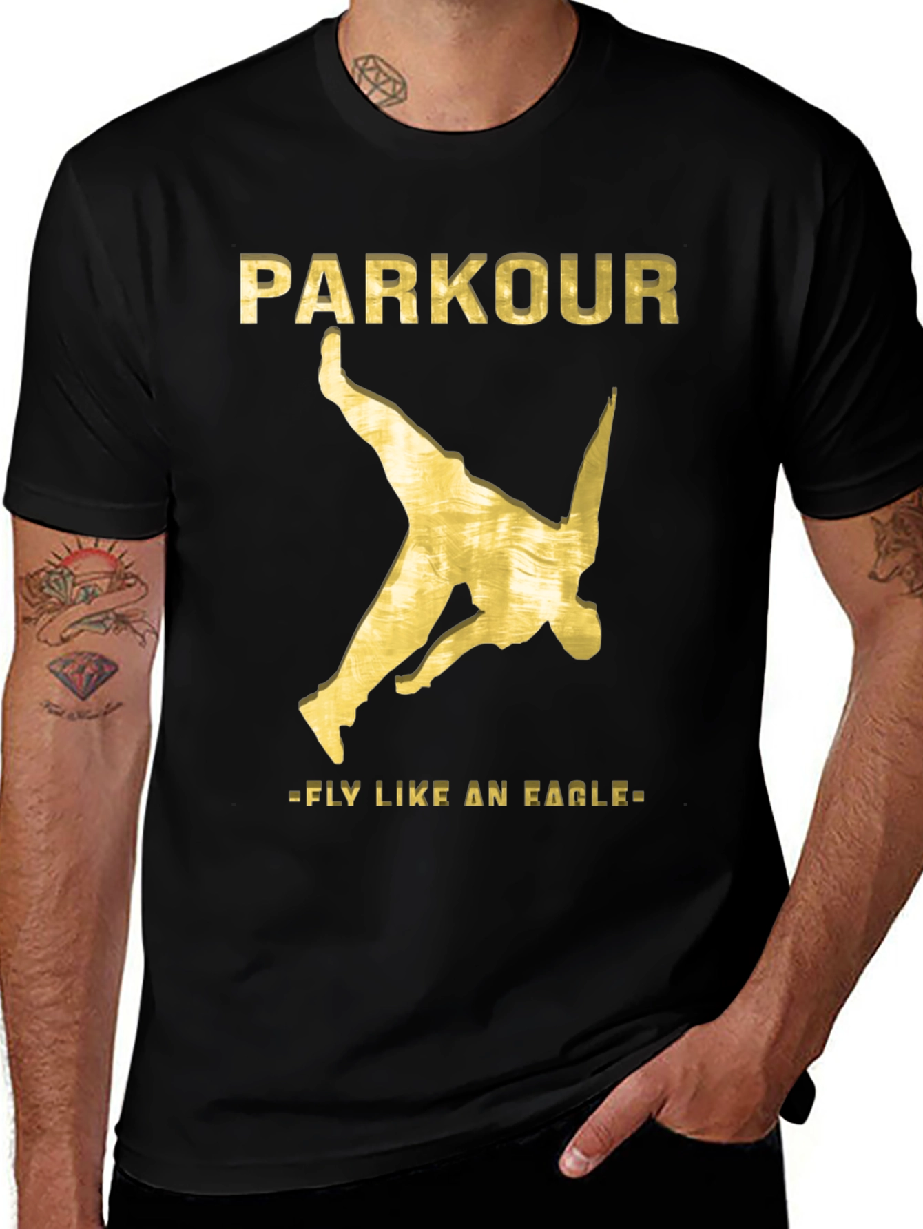 Parkour Fly Like An Eagle Black T-Shirt